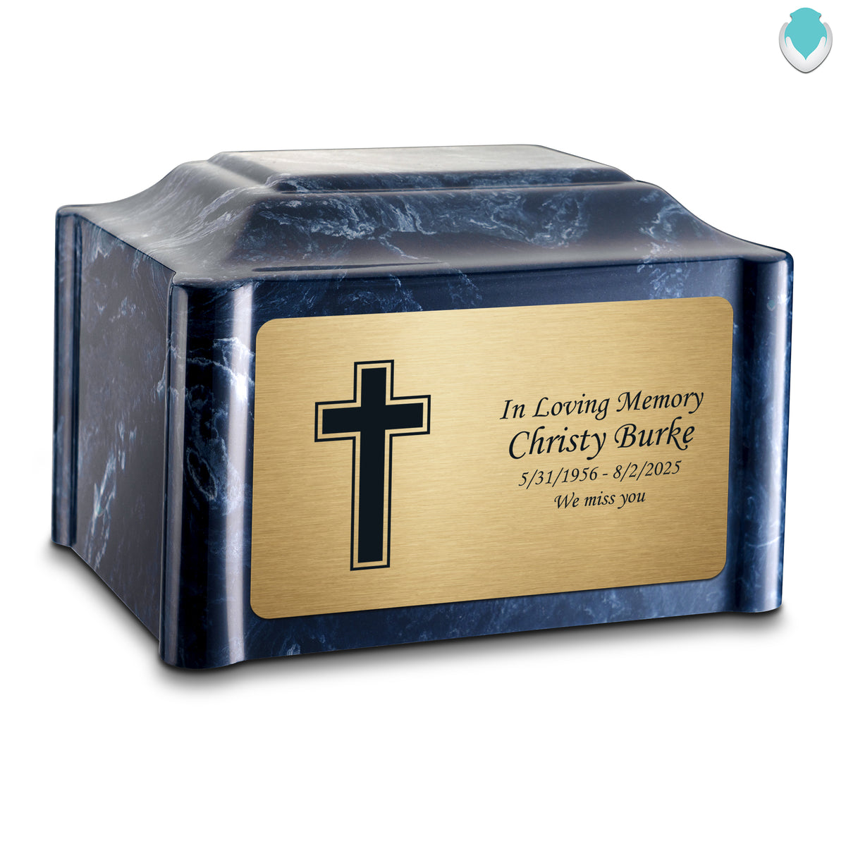 Adult Devotion Simple Cross Ocean Breeze Cultured Marble Urns for Ashes