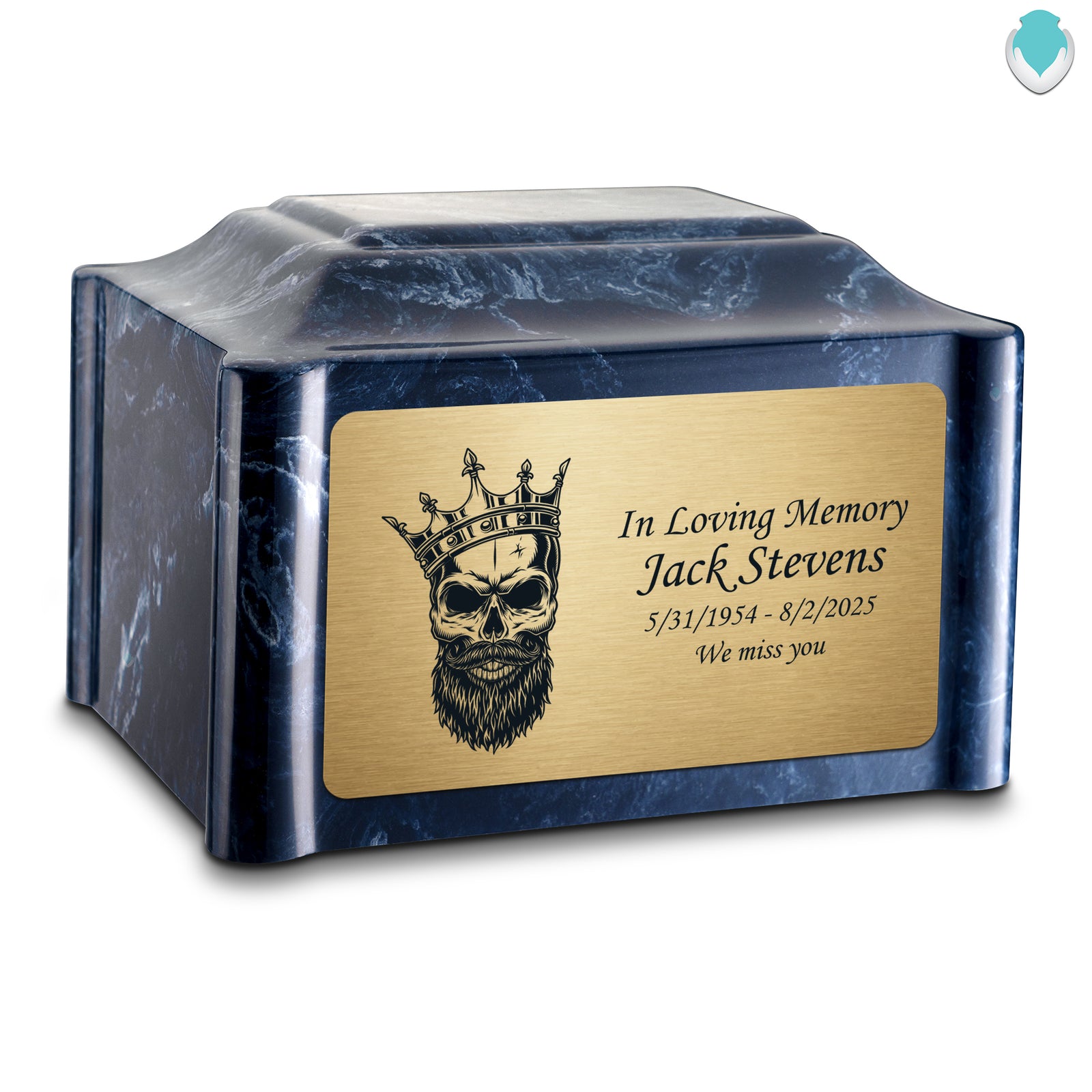 Adult Devotion Skull Ocean Breeze Cultured Marble Urns for Ashes