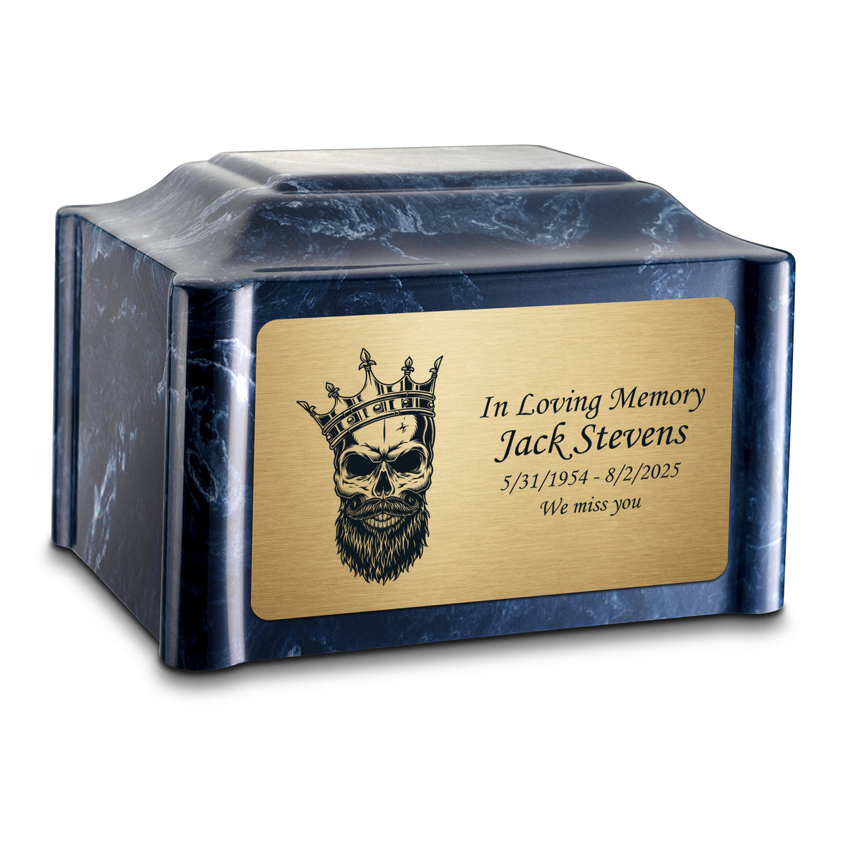 Adult Devotion Skull Ocean Breeze Cultured Marble Urns for Ashes