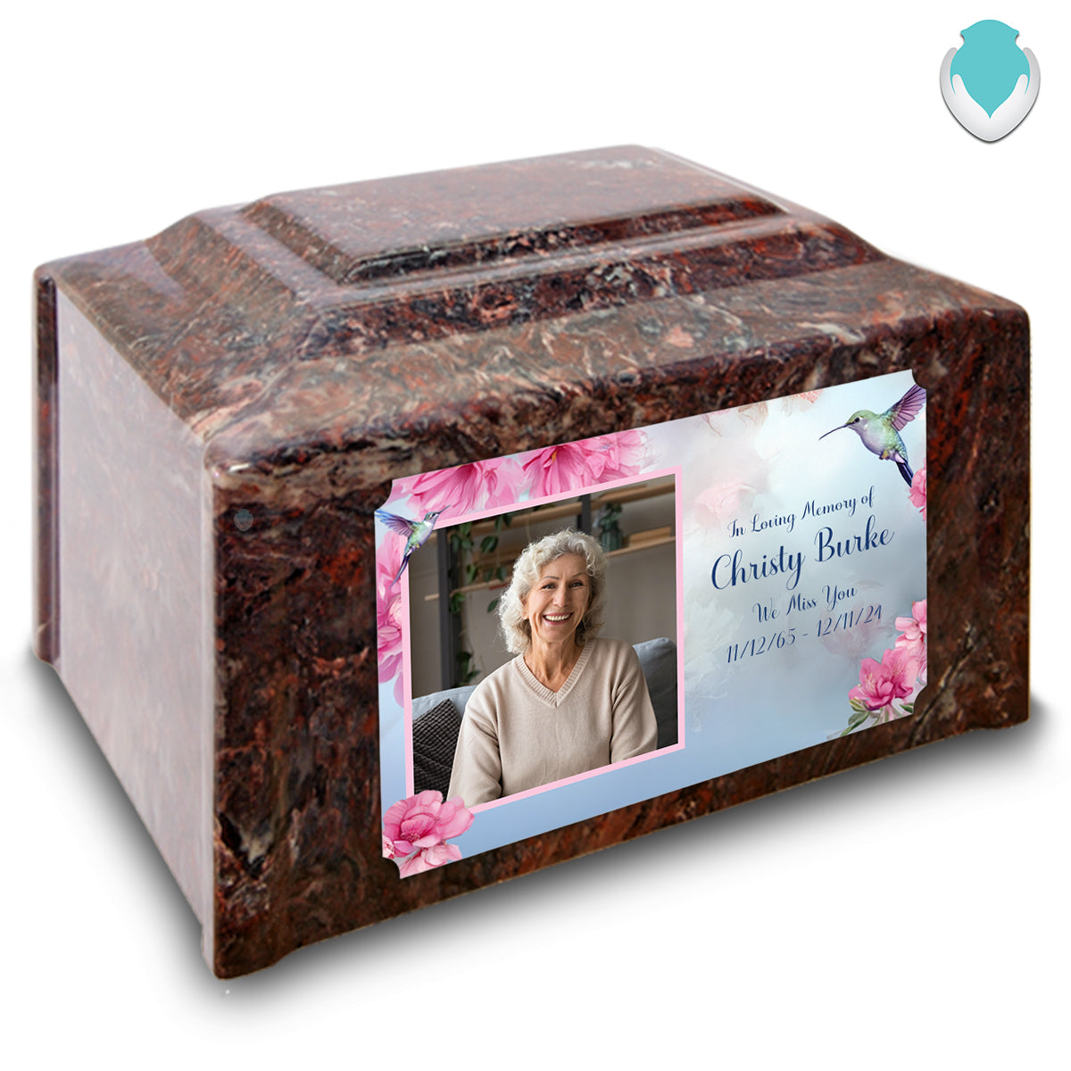 Adult Devotion Custom Printed Photo Hummingbird Cultured Marble Urn for Ashes