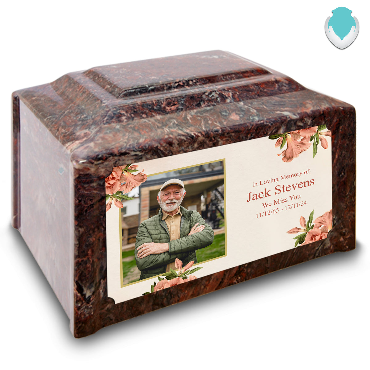 Adult Devotion Custom Printed Azalea Flower Cultured Marble Urns for Ashes