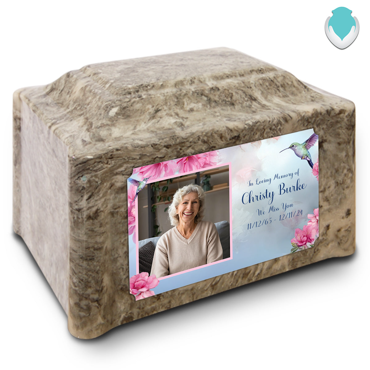 Adult Devotion Custom Printed Photo Hummingbird Cultured Marble Urn for Ashes