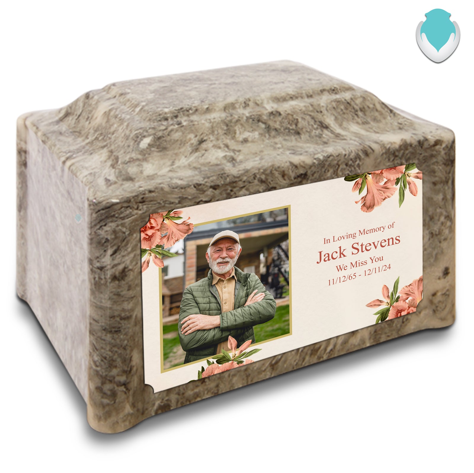 Adult Devotion Custom Printed Azalea Flower Cultured Marble Urns for Ashes