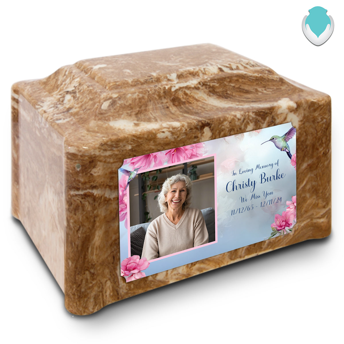 Adult Devotion Custom Printed Photo Hummingbird Cultured Marble Urn for Ashes