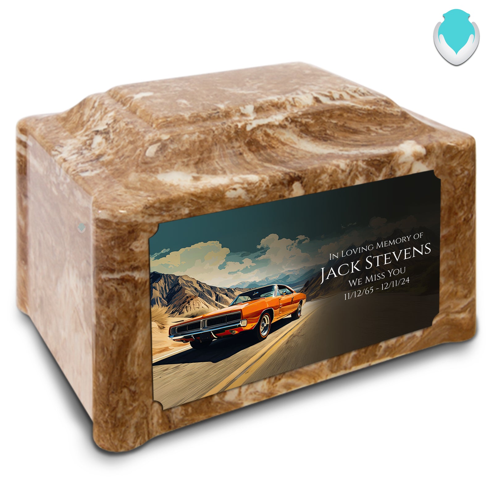 Adult Devotion Custom Printed Classic Car Cultured Marble Urns for Ashes