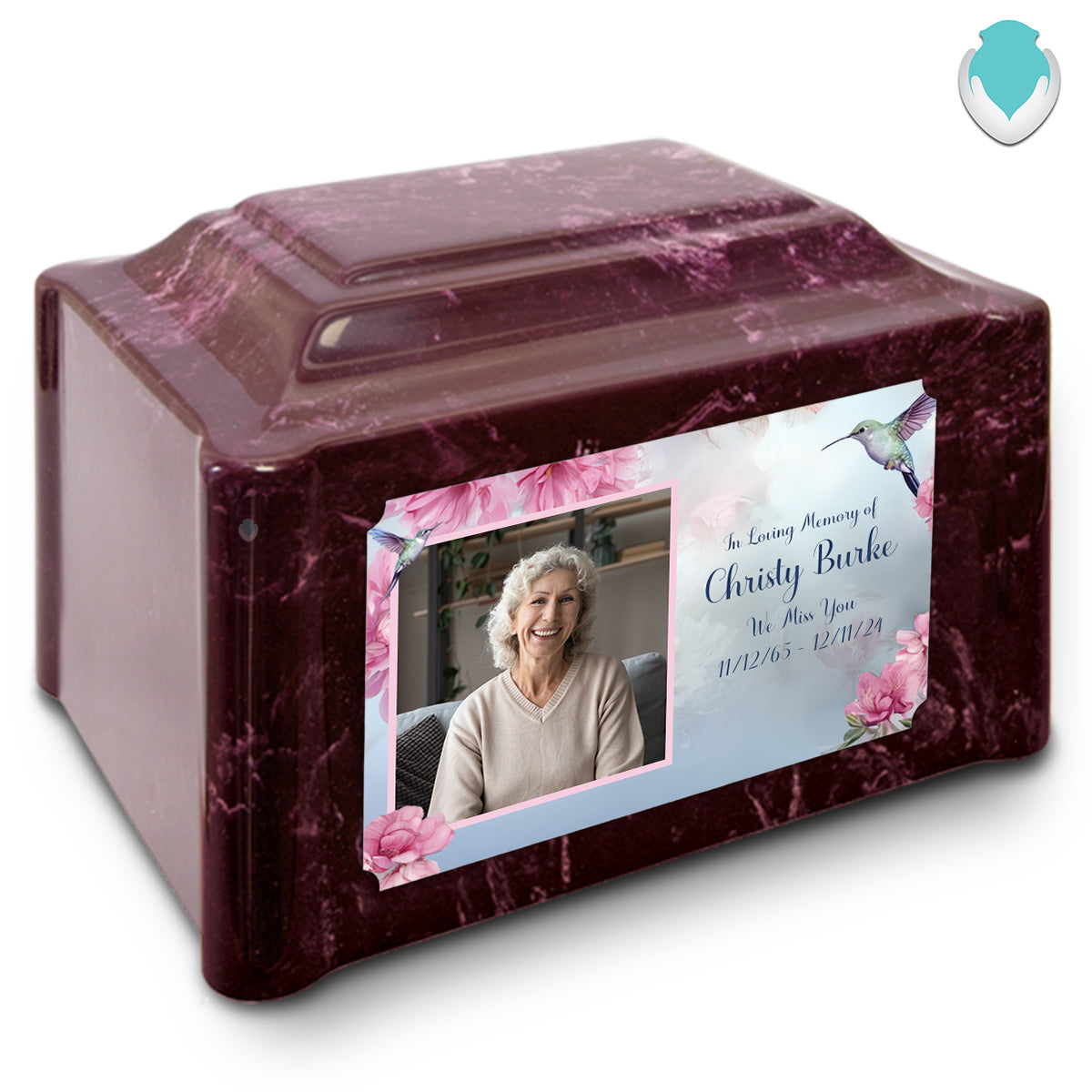 Adult Devotion Custom Printed Photo Hummingbird Cultured Marble Urn for Ashes