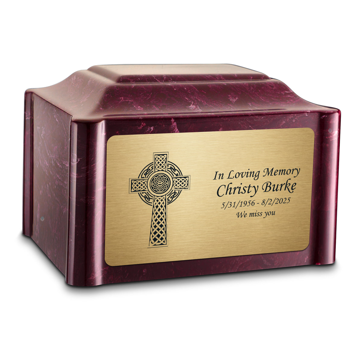 Adult Devotion Celtic Cross Summer Rose Cultured Marble Urns for Ashes