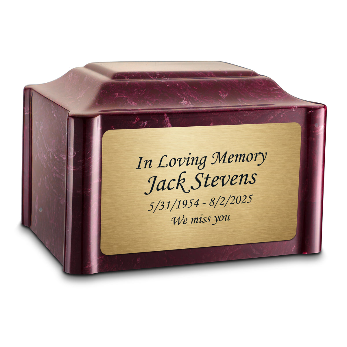 Adult Devotion Custom Engraved Summer Rose Cultured Marble Urns for Ashes
