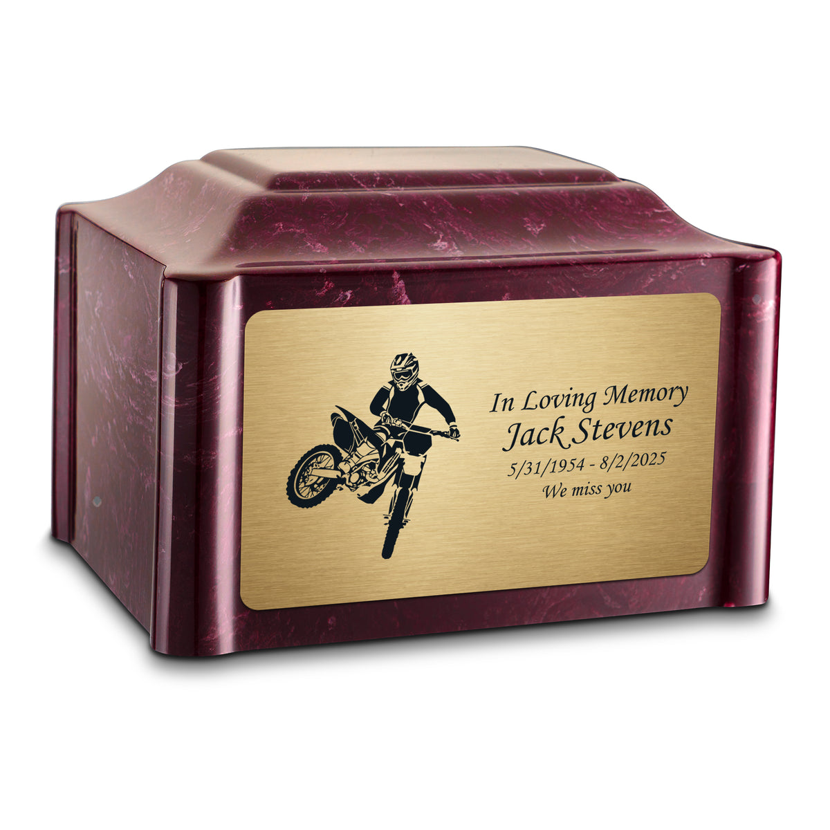 Adult Devotion Dirt Bike Summer Rose Cultured Marble Urns for Ashes