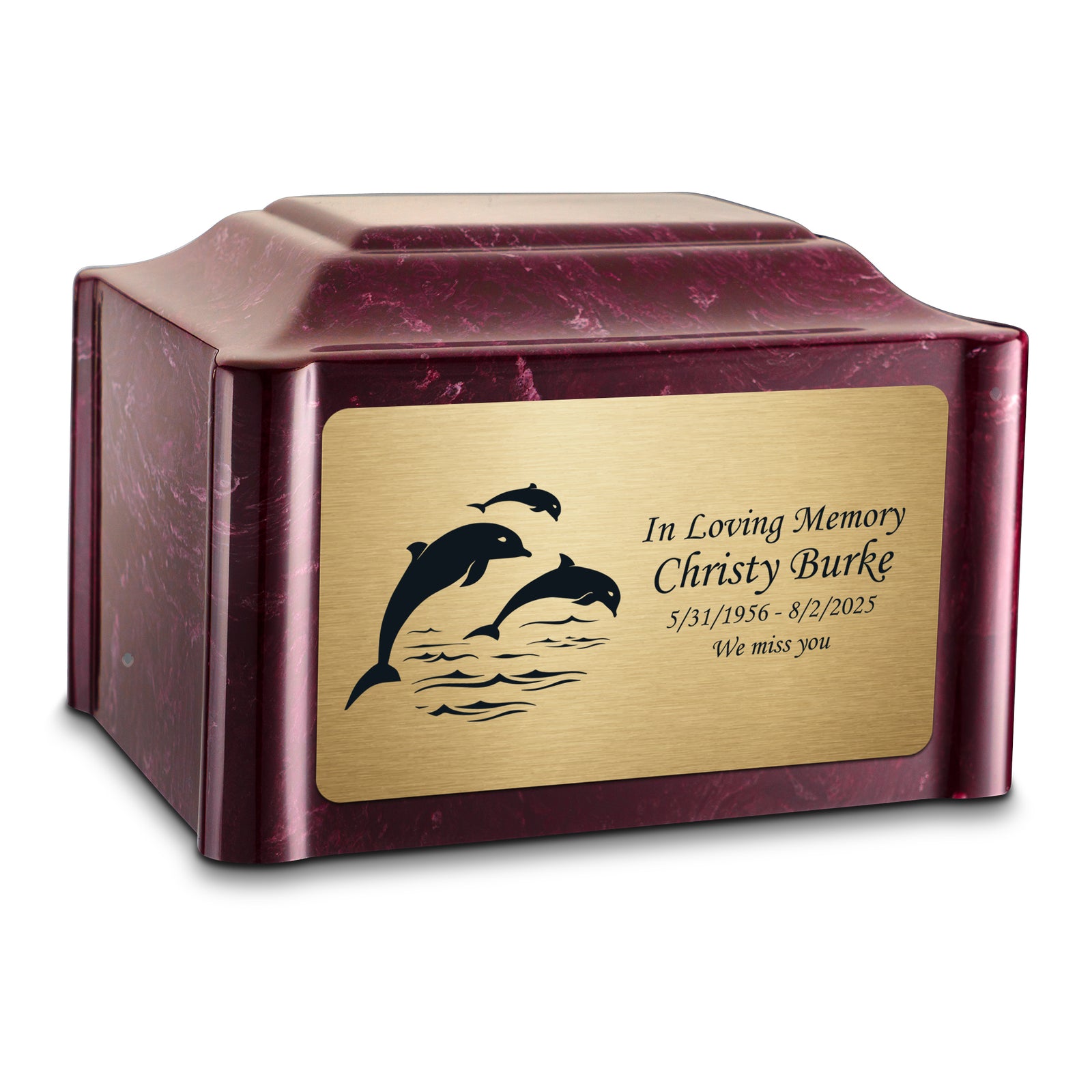 Adult Devotion Dolphin Summer Rose Cultured Marble Urns for Ashes