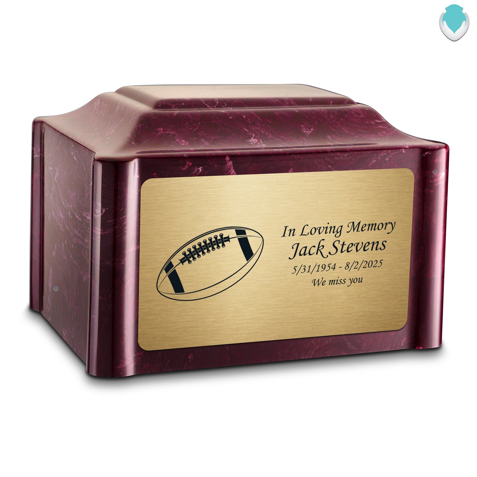 Adult Devotion Football Summer Rose Cultured Marble Urns for Ashes