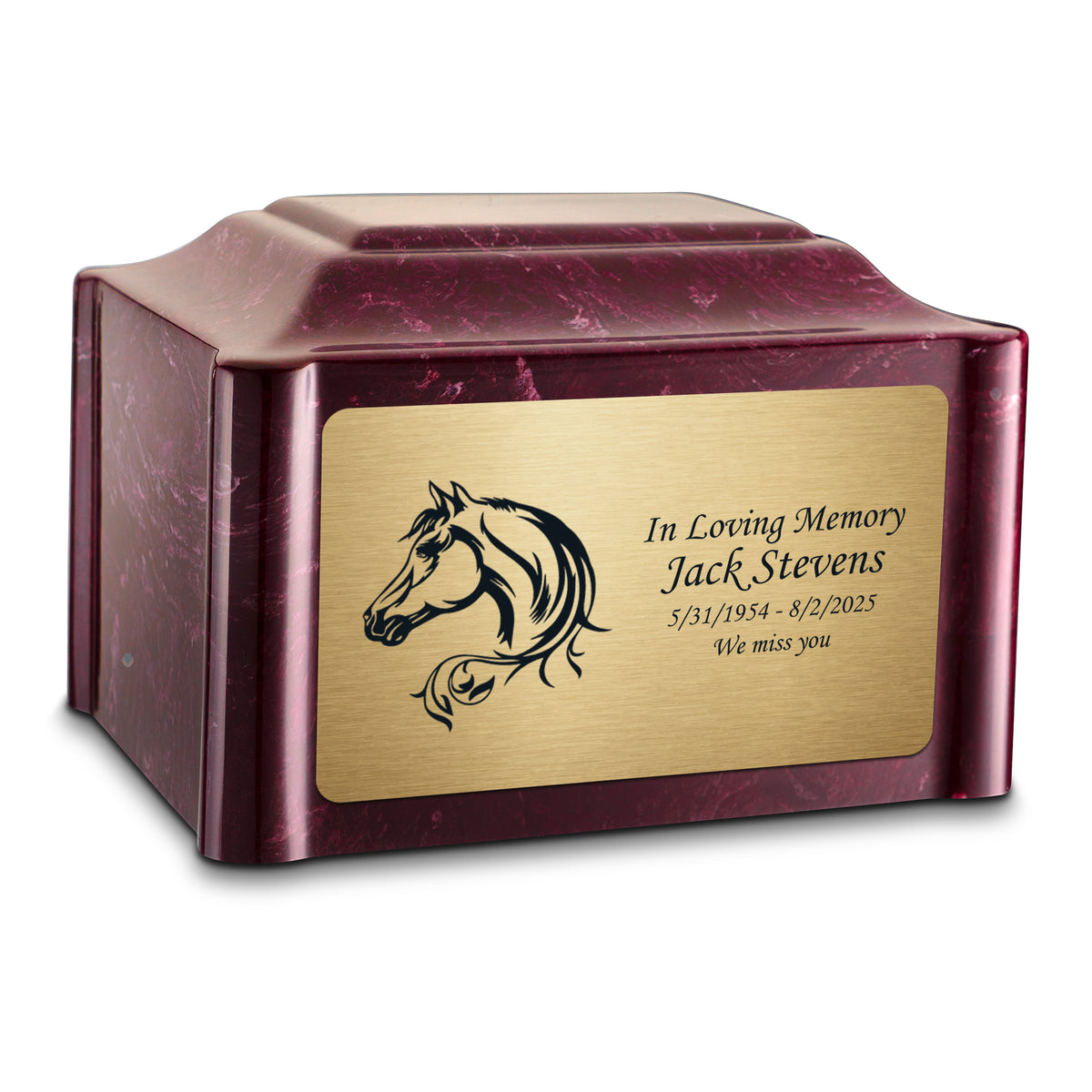 Adult Devotion Horse Summer Rose Cultured Marble Urns for Ashes
