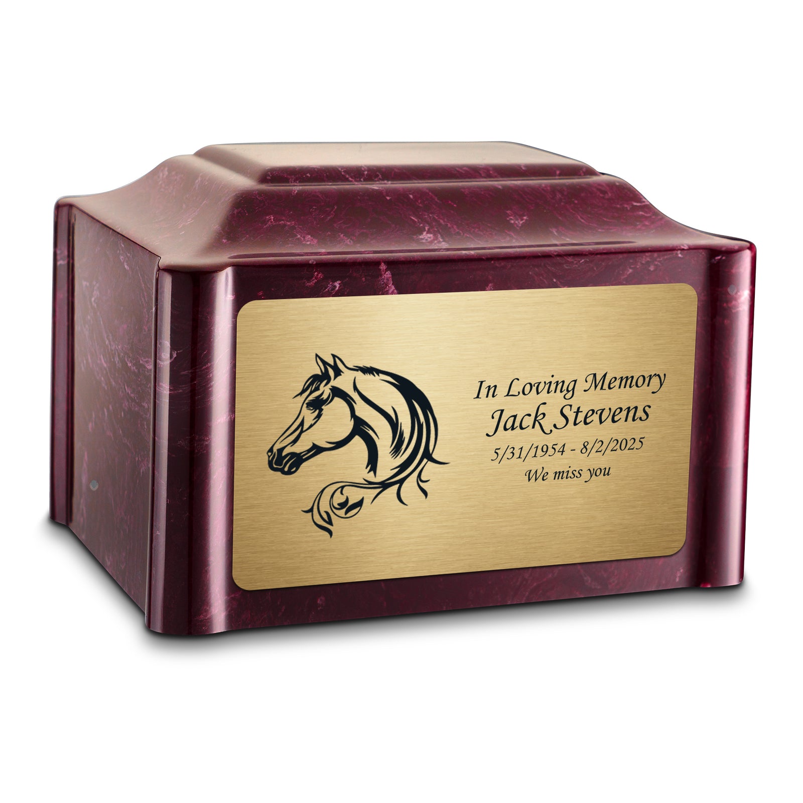 Adult Devotion Horse Summer Rose Cultured Marble Urns for Ashes