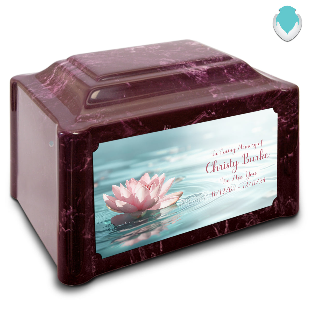 Adult Devotion Custom Printed Lotus Flower Cultured Marble Urns for Ashes