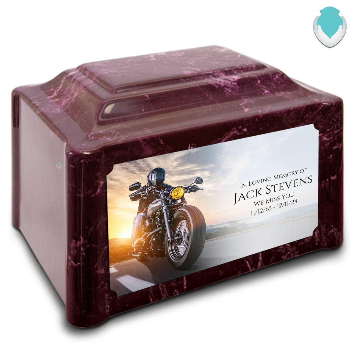 Adult Devotion Custom Printed Motorcycle Cultured Marble Urns for Ashes