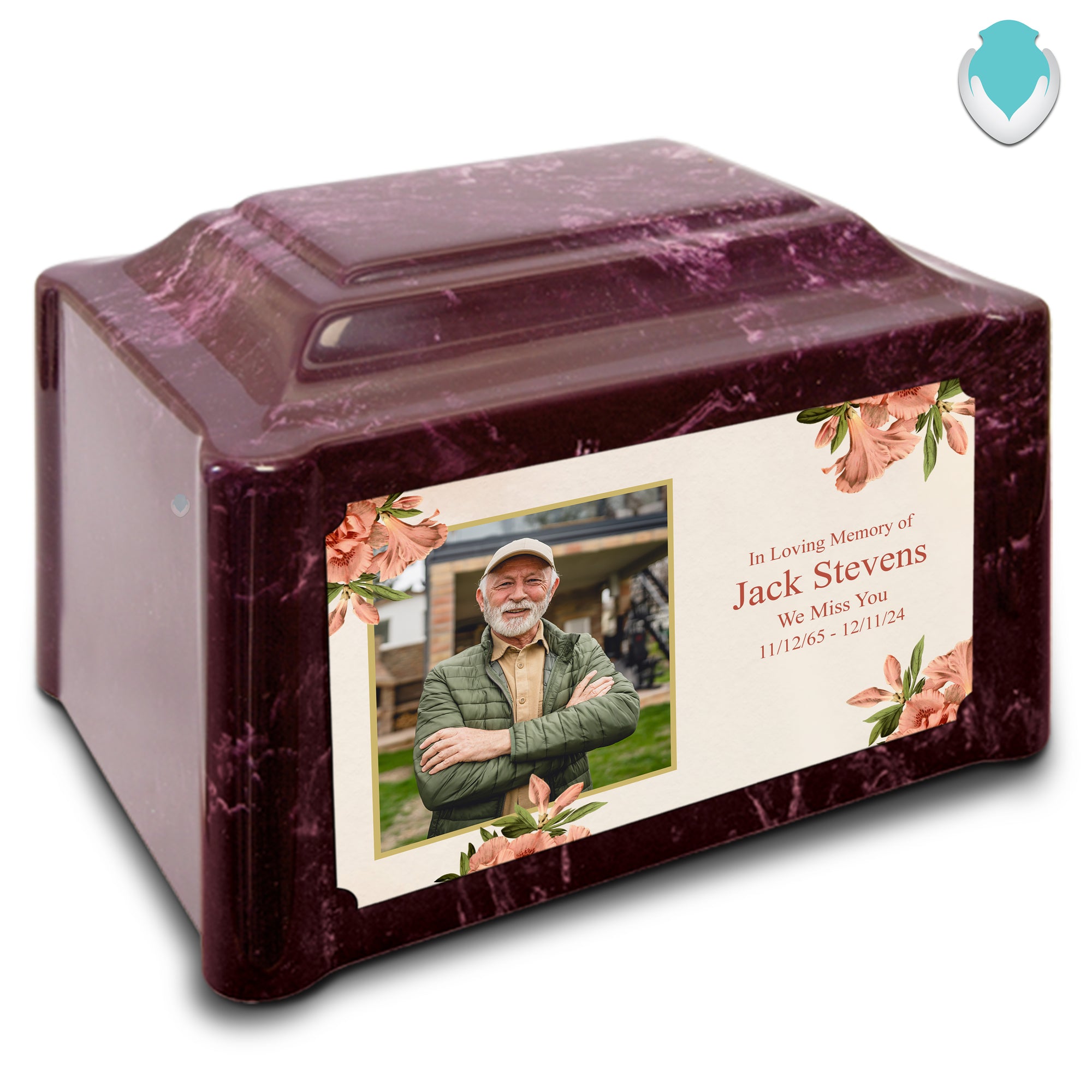 Adult Devotion Custom Printed Azalea Flower Cultured Marble Urns for Ashes