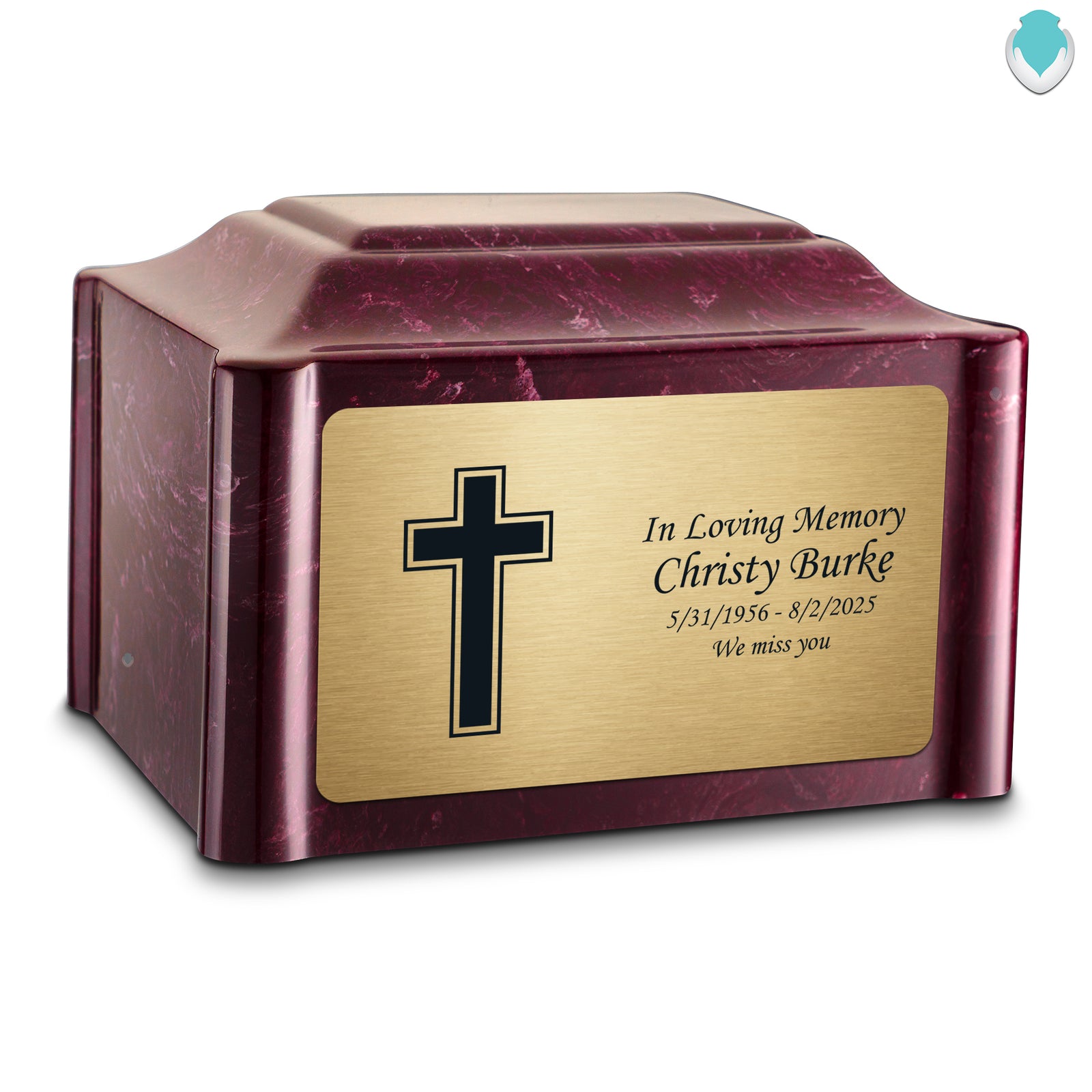 Adult Devotion Simple Cross Summer Rose Cultured Marble Urns for Ashes