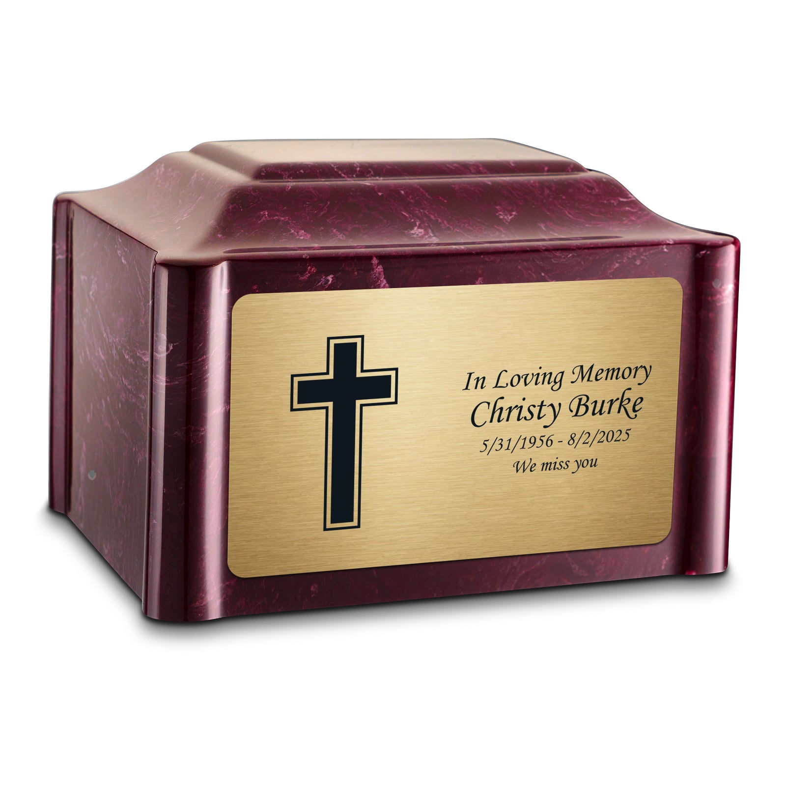 Adult Devotion Simple Cross Summer Rose Cultured Marble Urns for Ashes