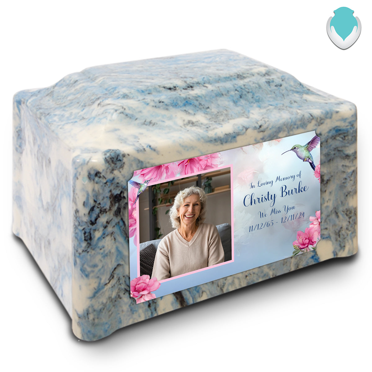 Adult Devotion Custom Printed Photo Hummingbird Cultured Marble Urn for Ashes