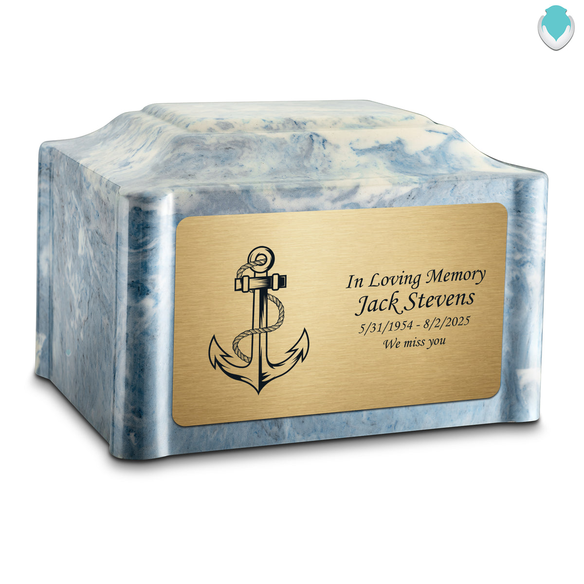 Adult Devotion Anchor Sky Blue Cultured Marble Urns for Ashes