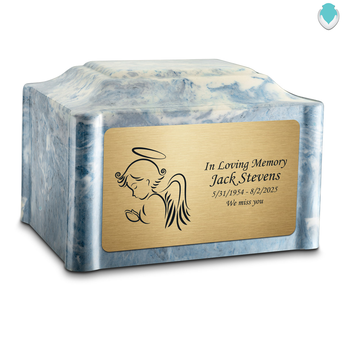 Adult Devotion Angel Sky Blue Cultured Marble Urns for Ashes