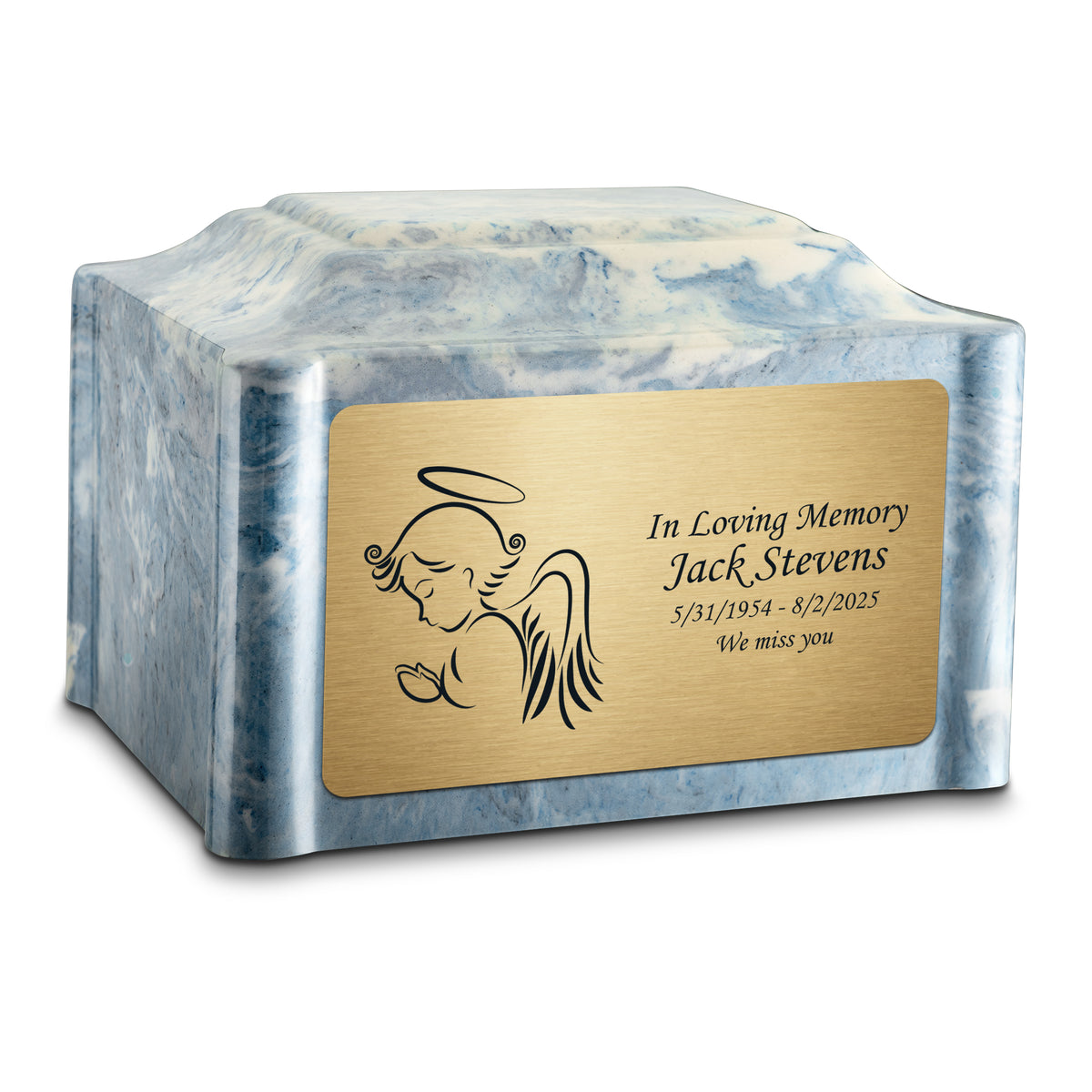 Adult Devotion Angel Sky Blue Cultured Marble Urns for Ashes