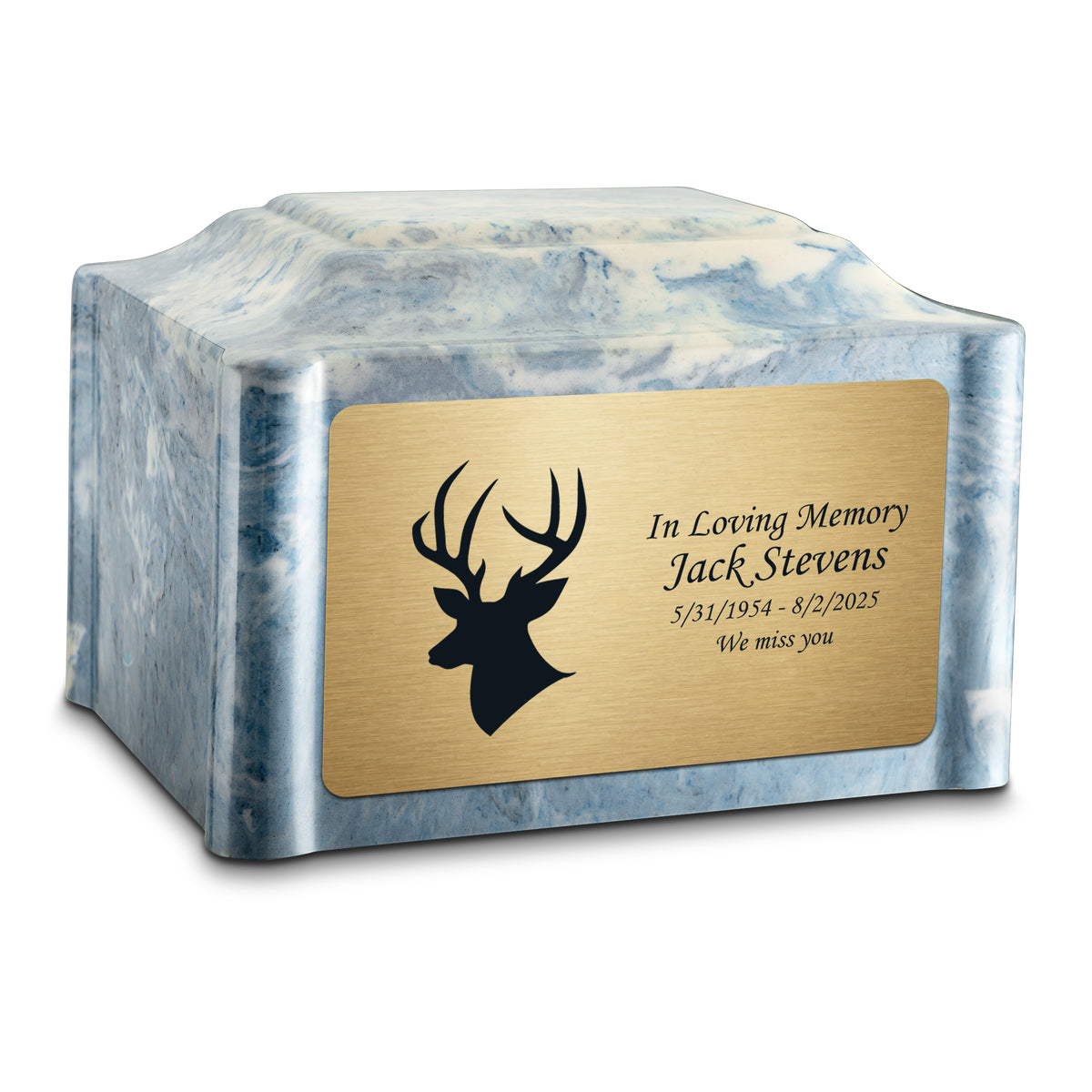 Adult Devotion Deer Sky Blue Cultured Marble Urns for Ashes