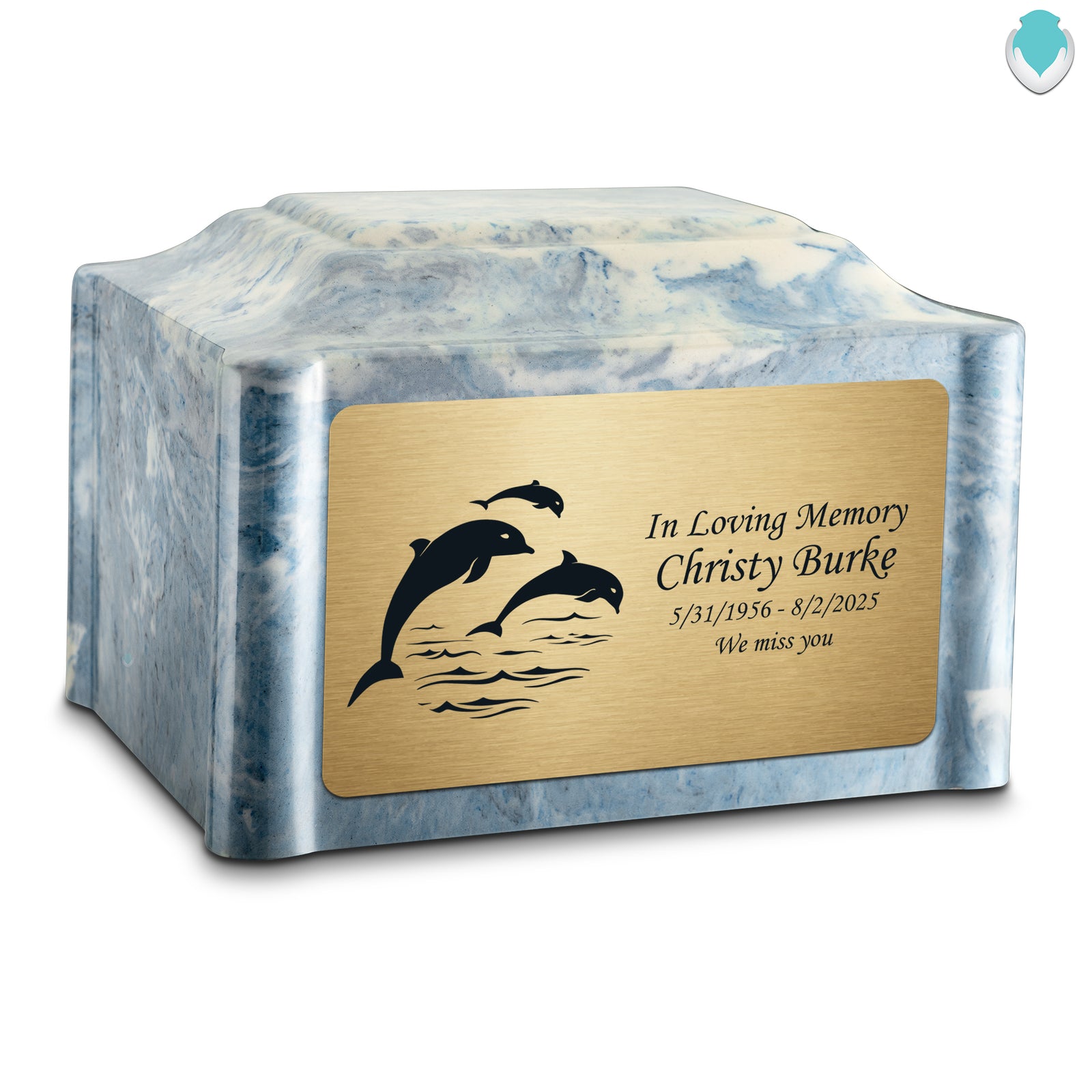 Adult Devotion Dolphin Sky Blue Cultured Marble Urns for Ashes