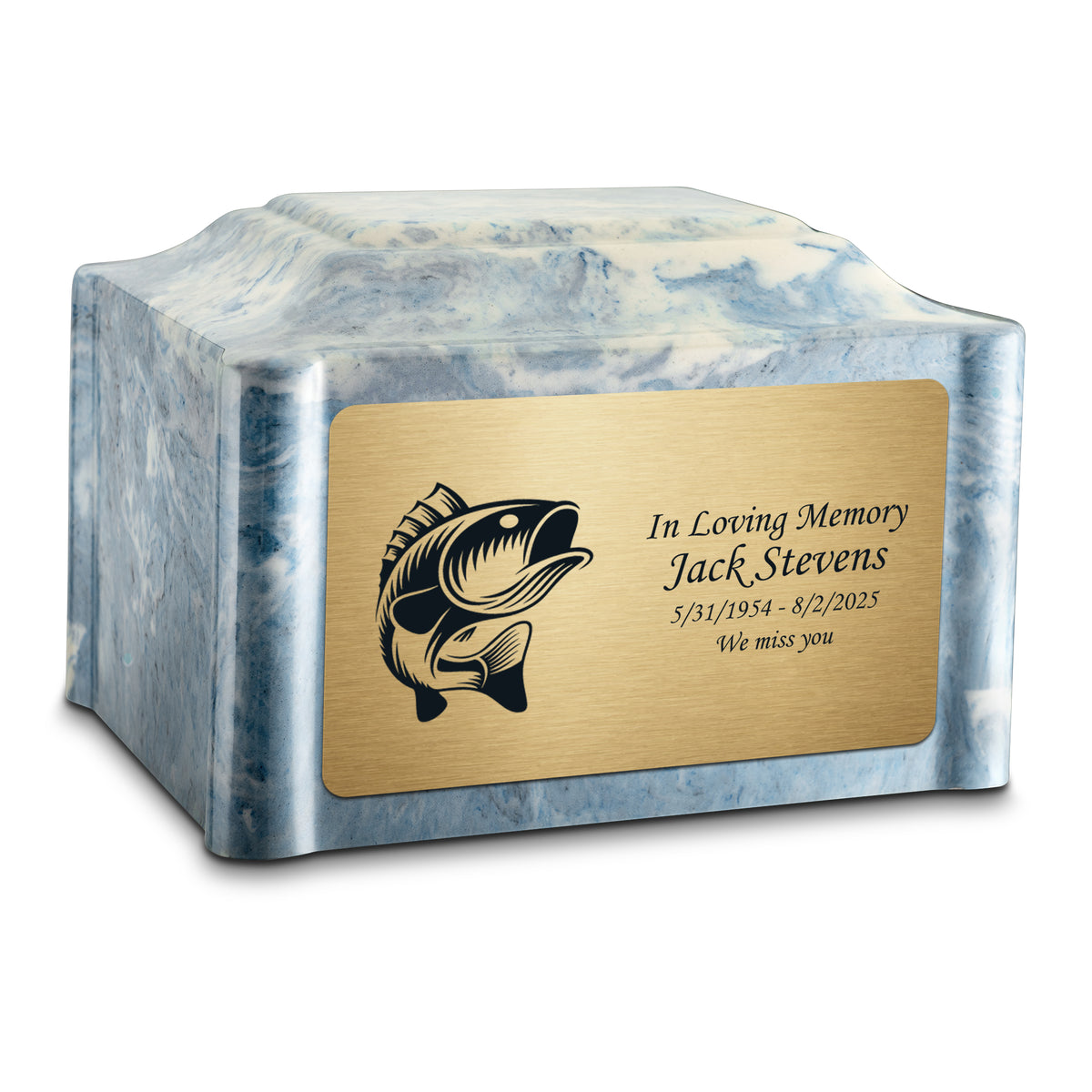 Adult Devotion Fishing Sky Blue Cultured Marble Urns for Ashes