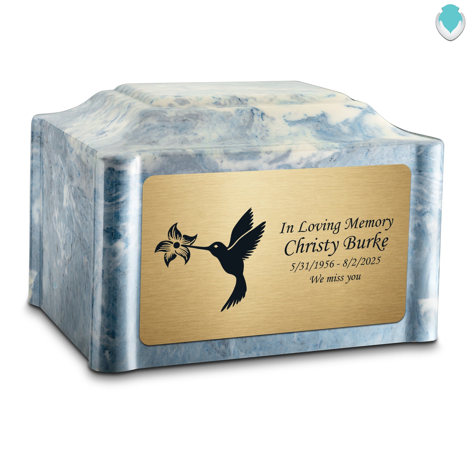 Adult Devotion Hummingbird Sky Blue Cultured Marble Urns for Ashes
