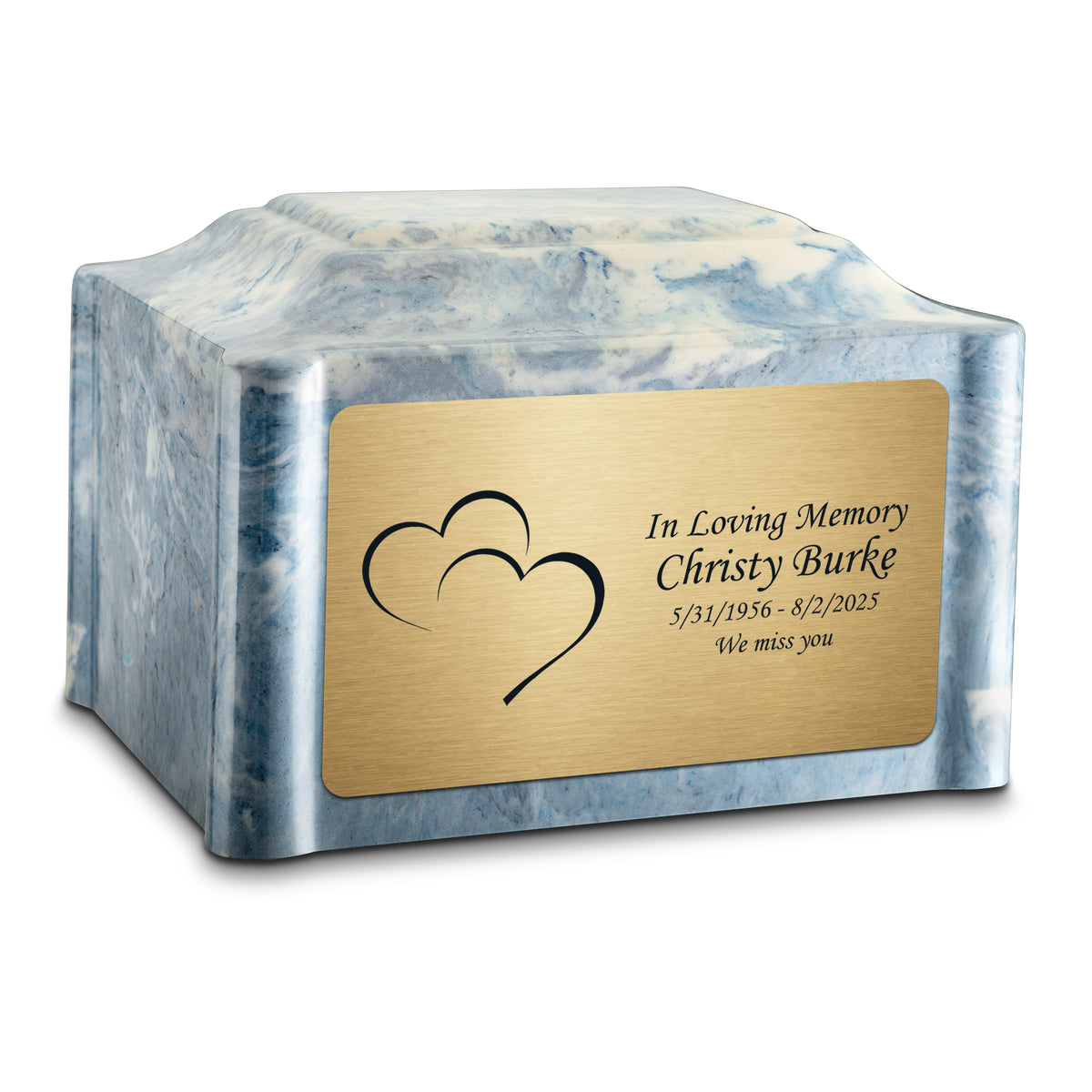 Adult Devotion Hearts Sky Blue Cultured Marble Urns for Ashes