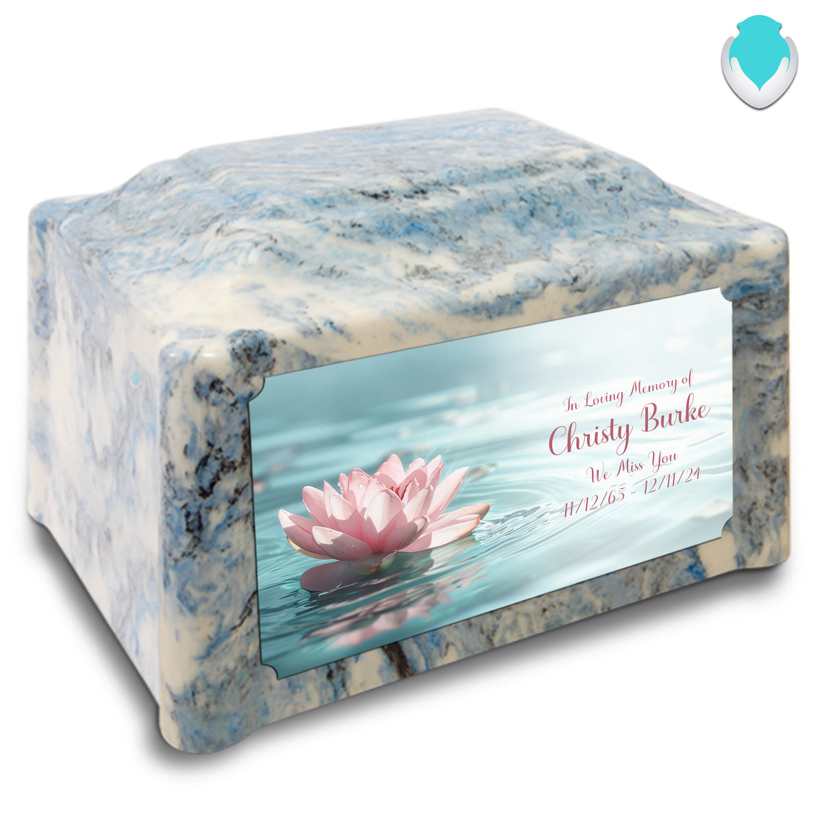 Adult Devotion Custom Printed Lotus Flower Cultured Marble Urns for Ashes