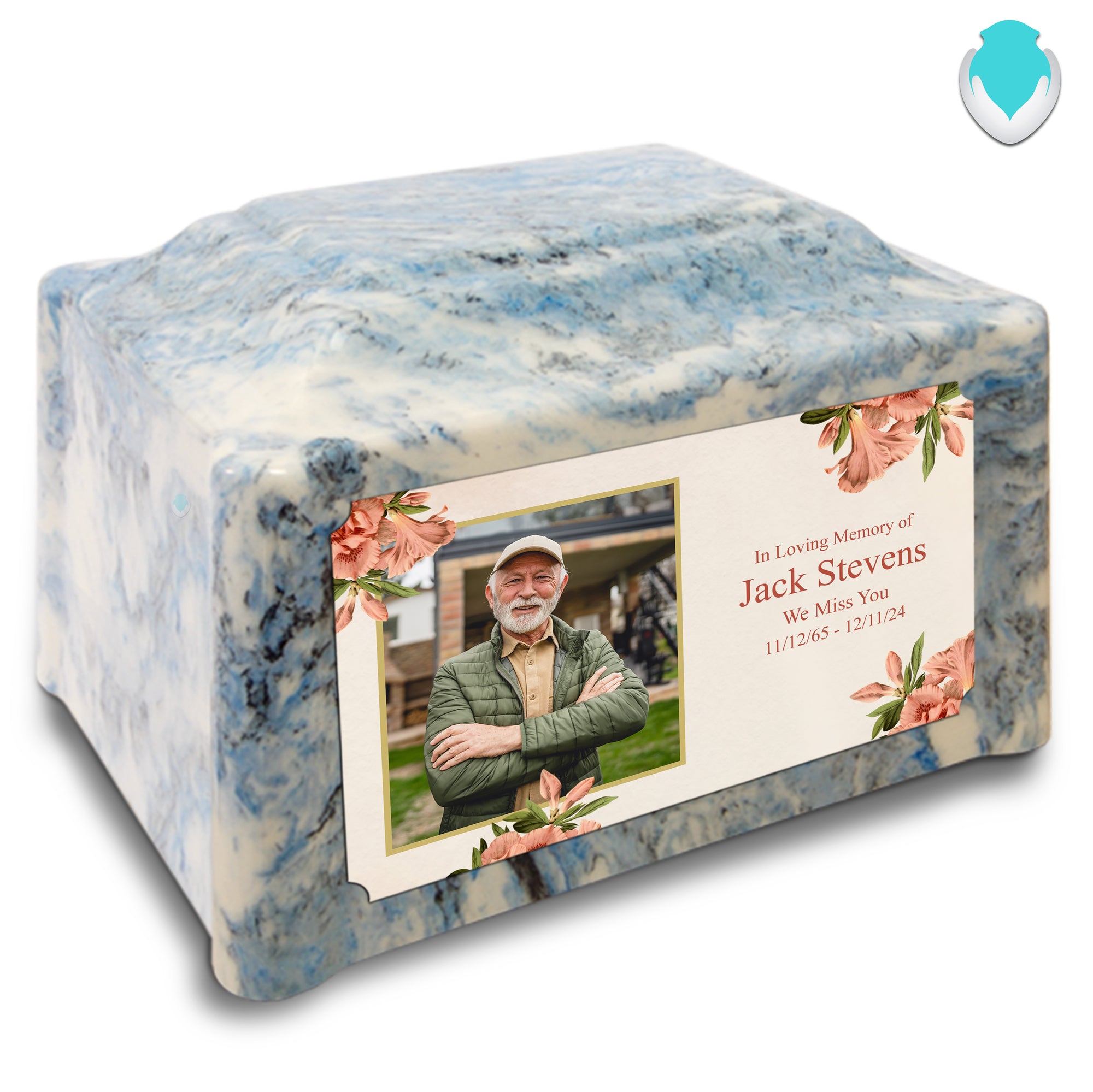 Adult Devotion Custom Printed Azalea Flower Cultured Marble Urns for Ashes