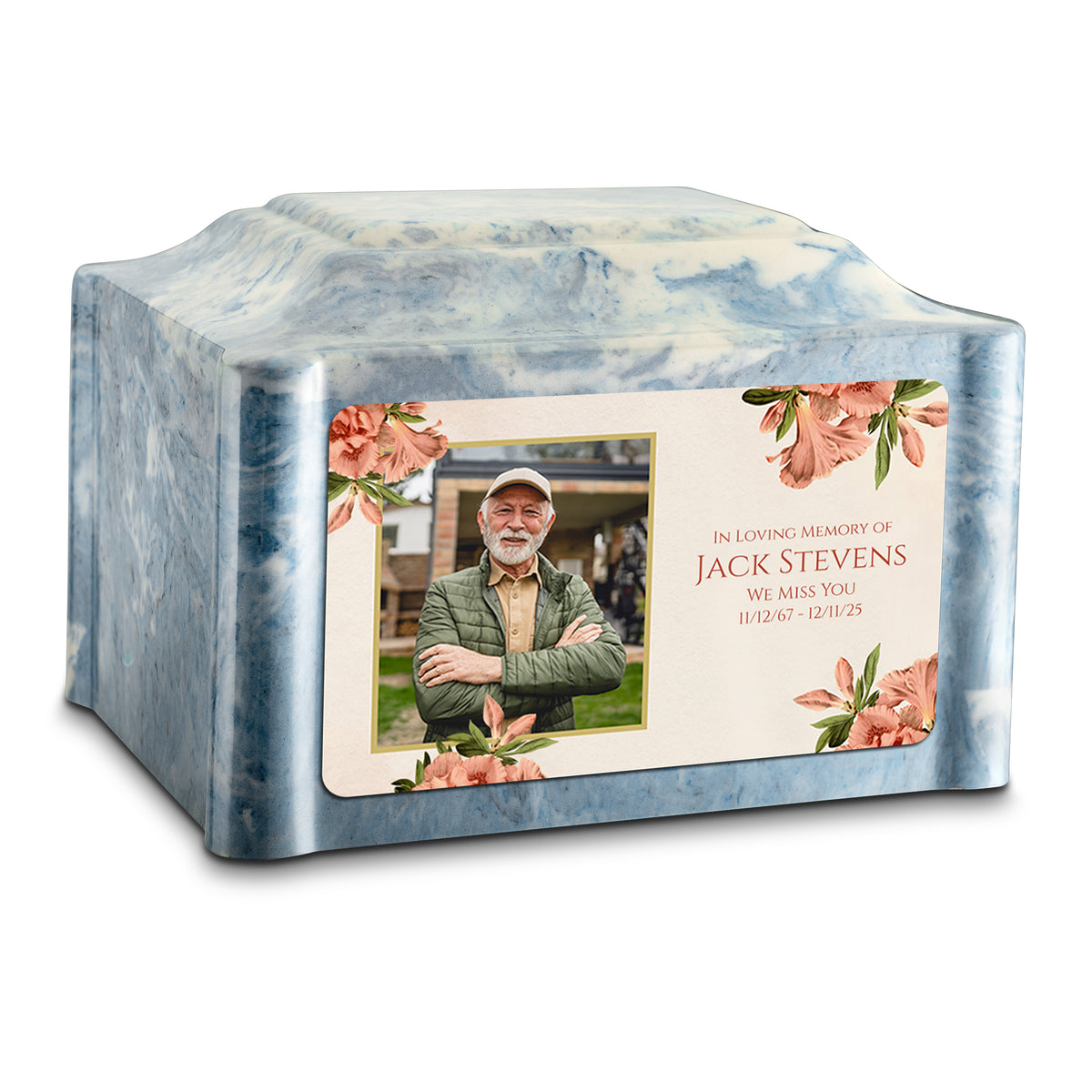 Adult Devotion Custom Printed Azalea Flower Cultured Marble Urns for Ashes
