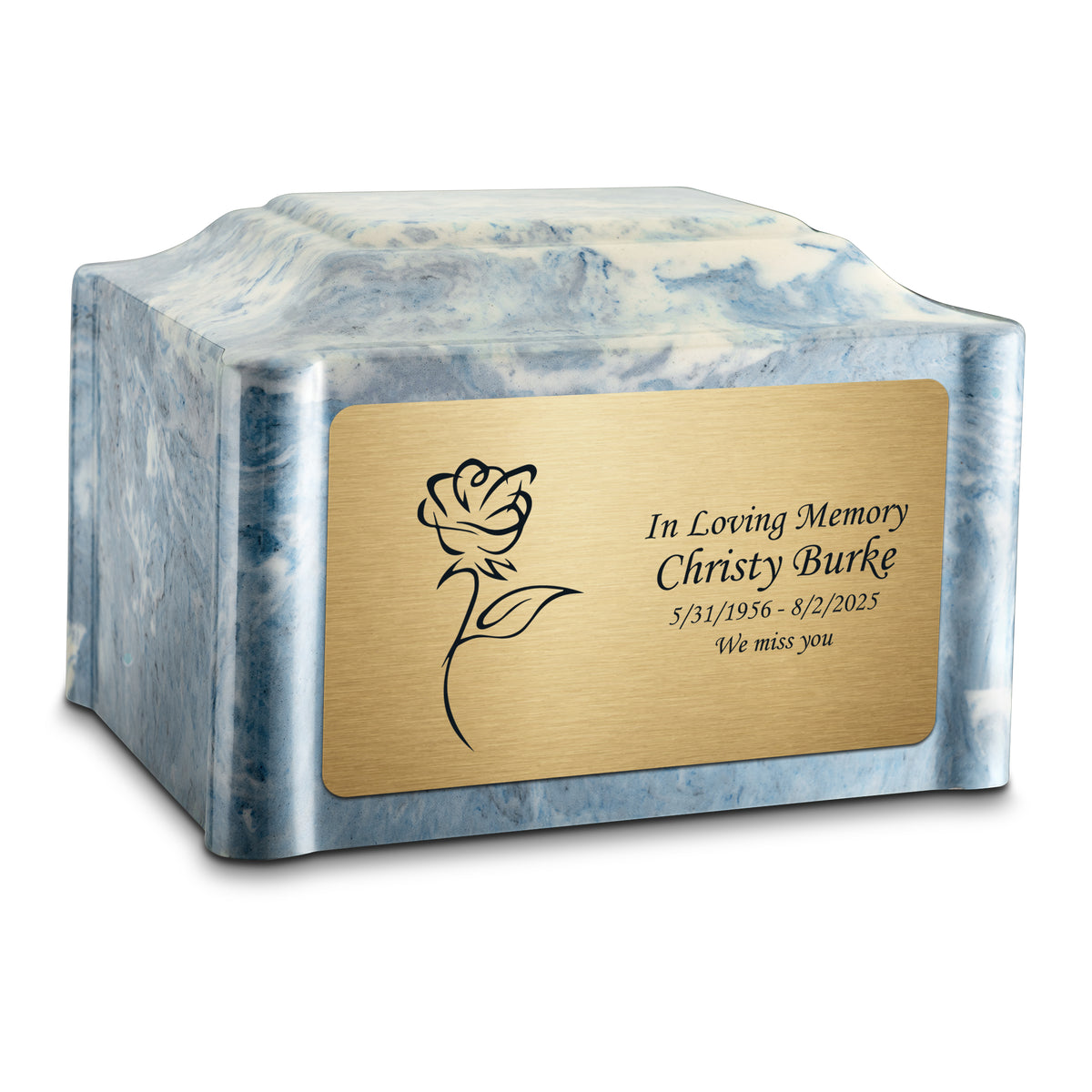 Adult Devotion Rose Sky Blue Cultured Marble Urns for Ashes