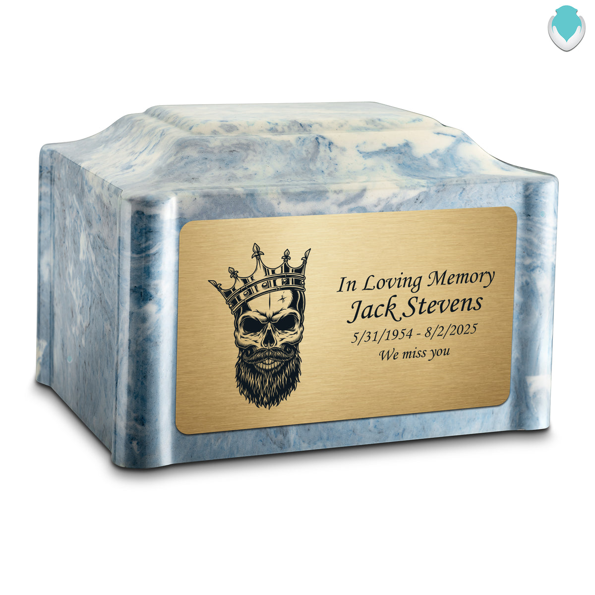 Adult Devotion Skull Sky Blue Cultured Marble Urns for Ashes