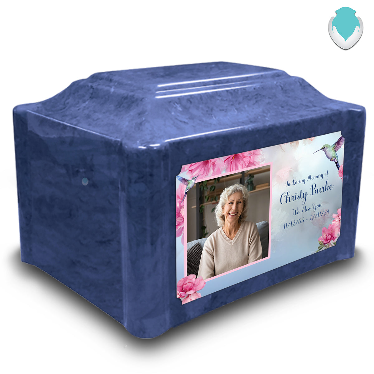 Adult Devotion Custom Printed Photo Hummingbird Cultured Marble Urn for Ashes