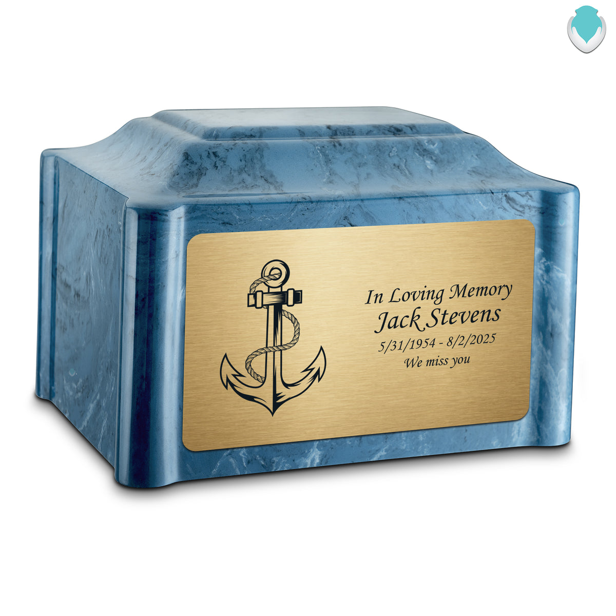 Adult Devotion Anchor Twilight Blue Cultured Marble Urns for Ashes