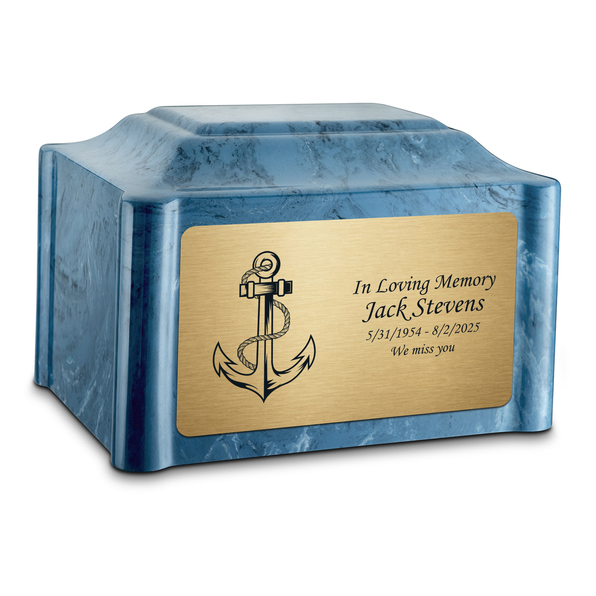 Adult Devotion Anchor Twilight Blue Cultured Marble Urns for Ashes