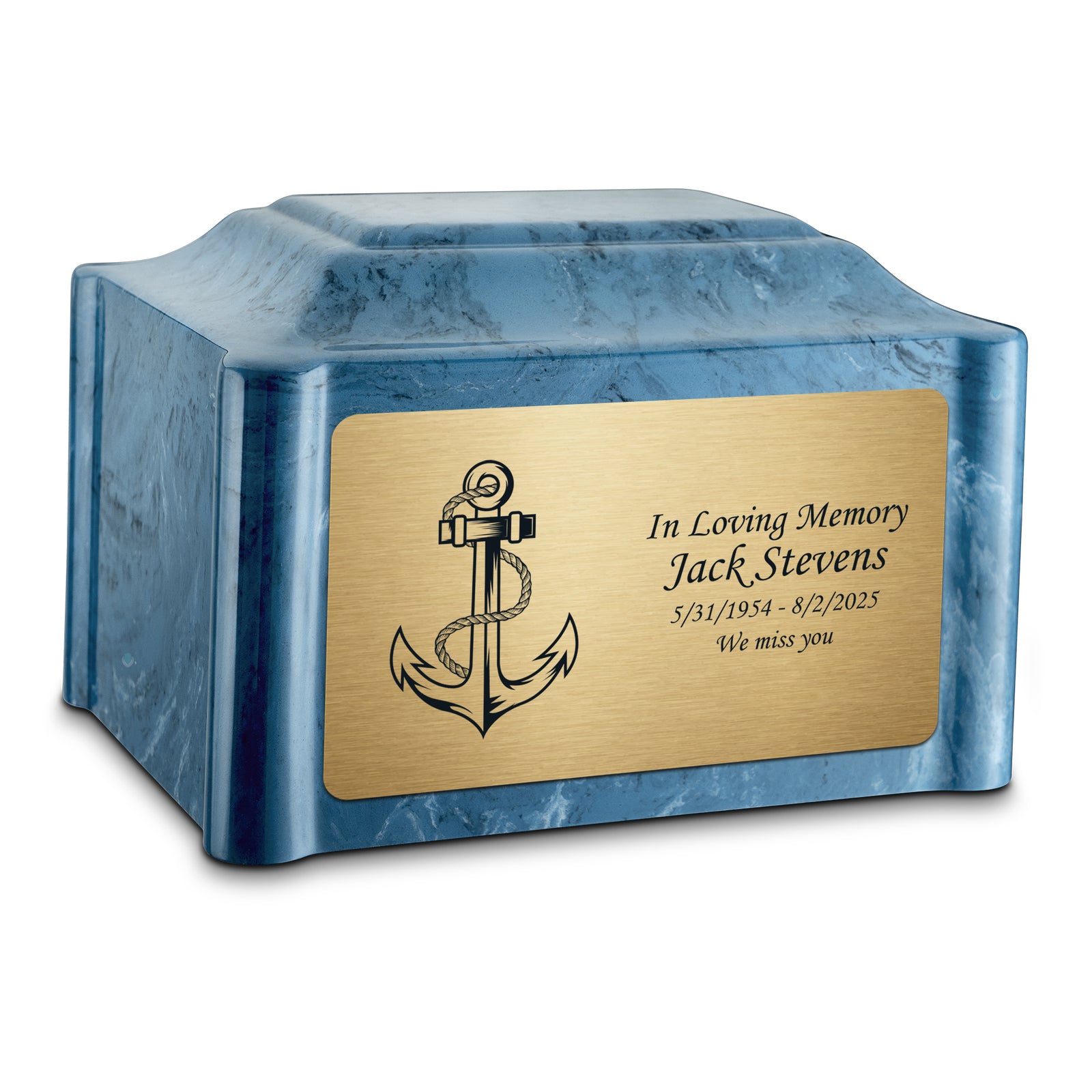 Adult Devotion Anchor Twilight Blue Cultured Marble Urns for Ashes