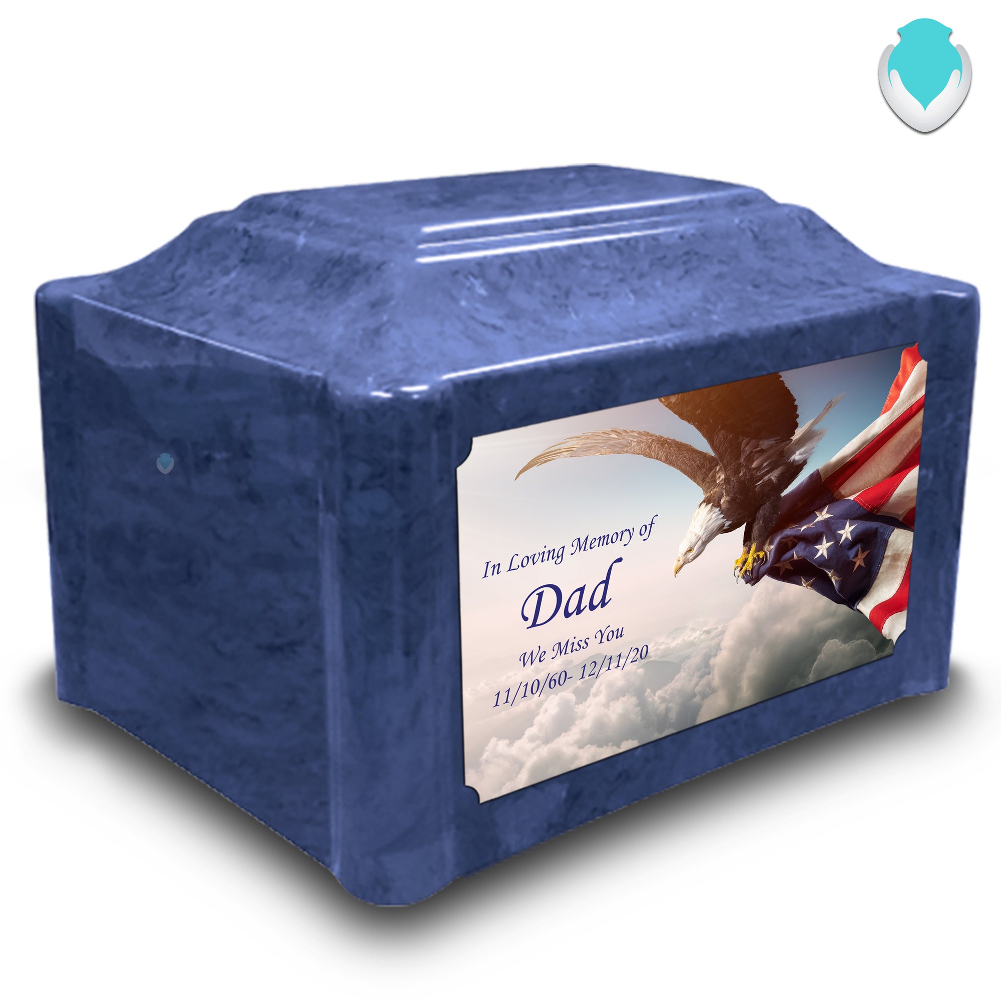 Adult Devotion Custom Printed American Eagle Cultured Marble Urns for Ashes