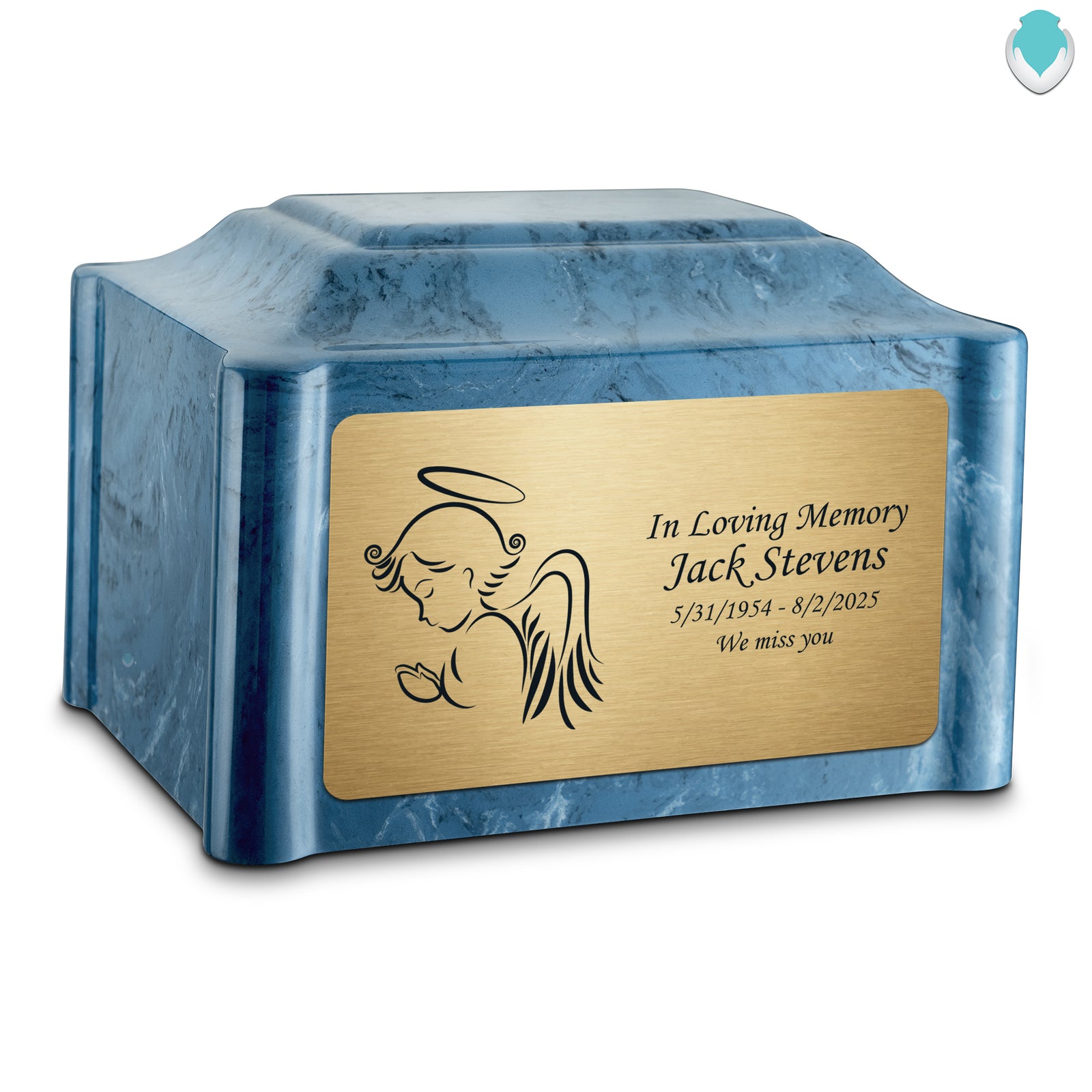Adult Devotion Angel Twilight Blue Cultured Marble Urns for Ashes