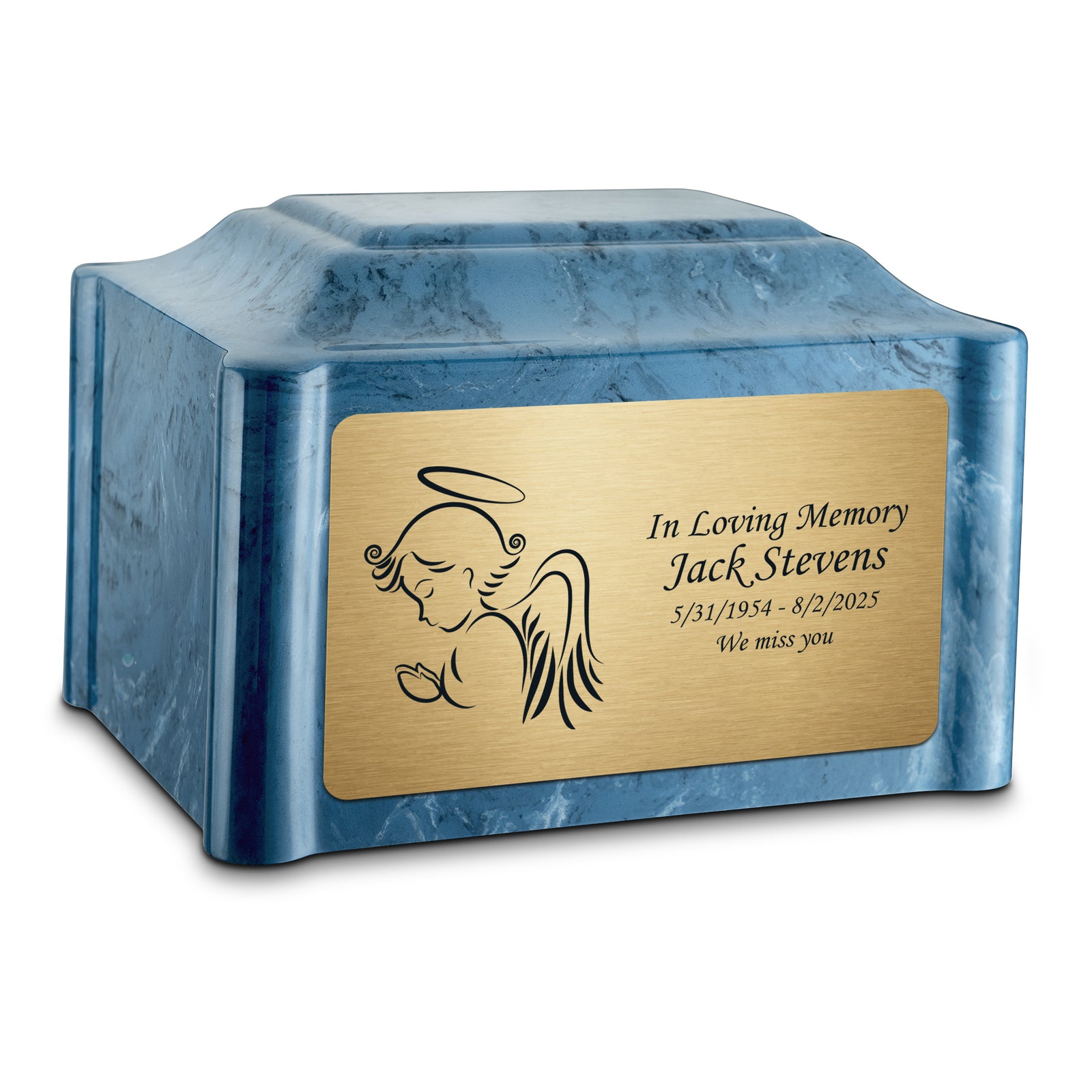 Adult Devotion Angel Twilight Blue Cultured Marble Urns for Ashes