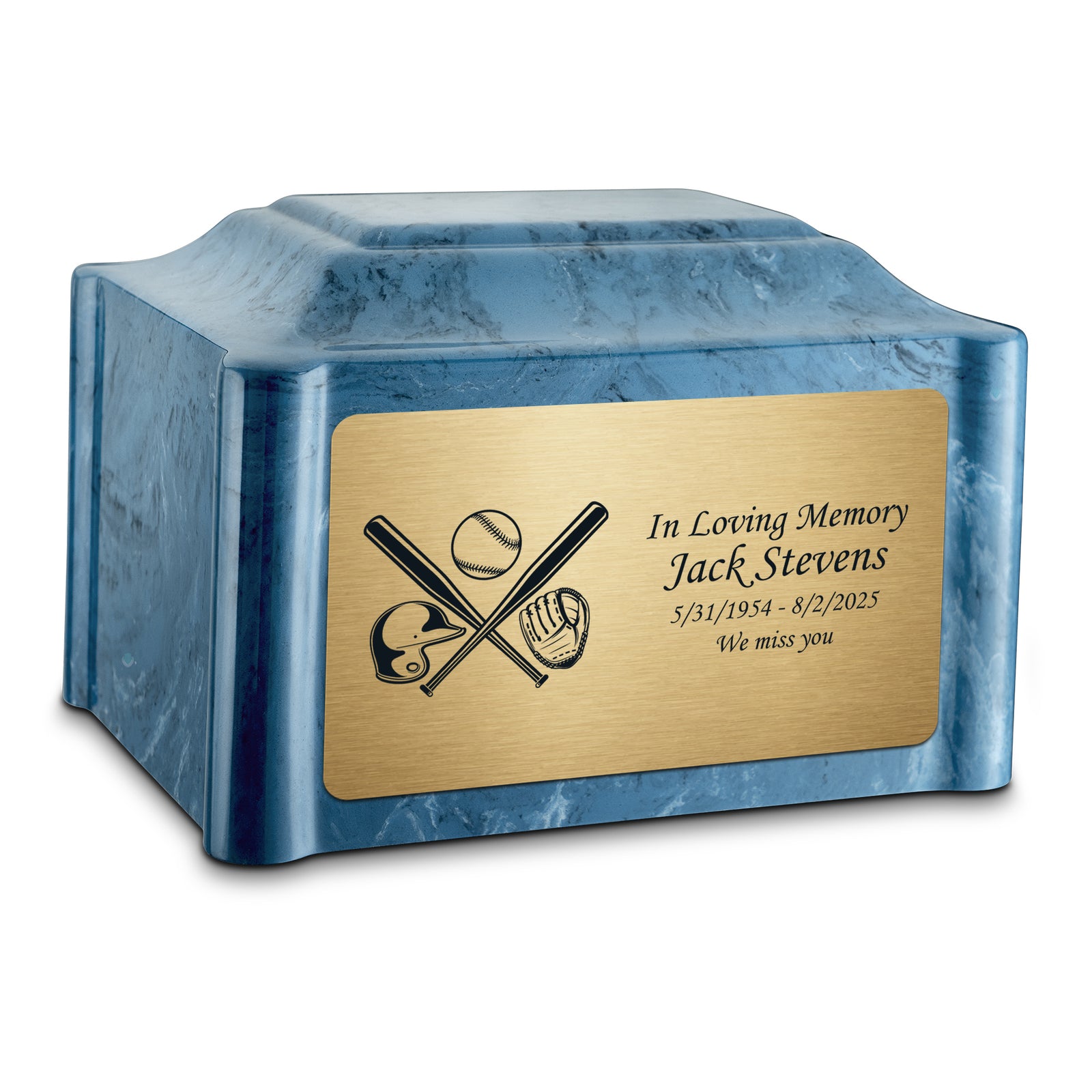 Adult Devotion Baseball Twilight Blue Cultured Marble Urns for Ashes