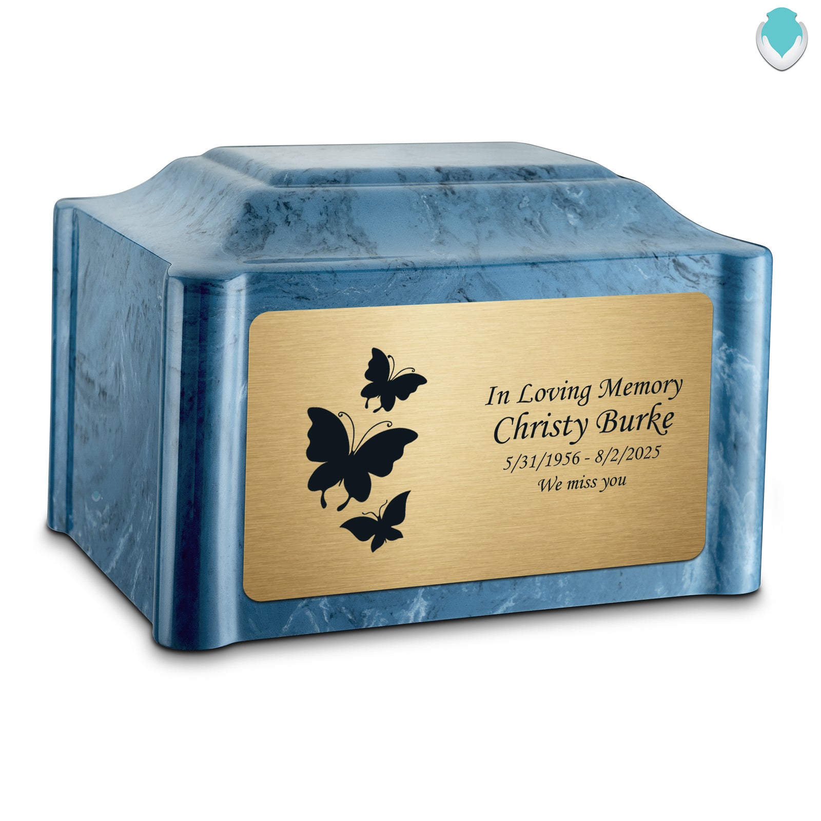 Adult Devotion Butterflies Twilight Blue Cultured Marble Urns for Ashes