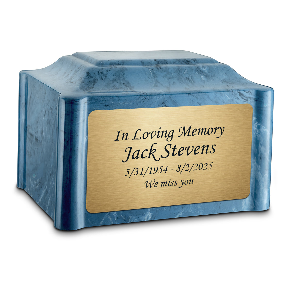 Adult Devotion Custom Engraved Twilight Blue Cultured Marble Urns for Ashes