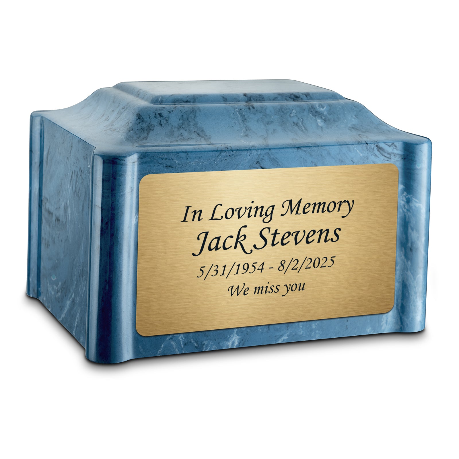 Adult Devotion Custom Engraved Twilight Blue Cultured Marble Urns for Ashes