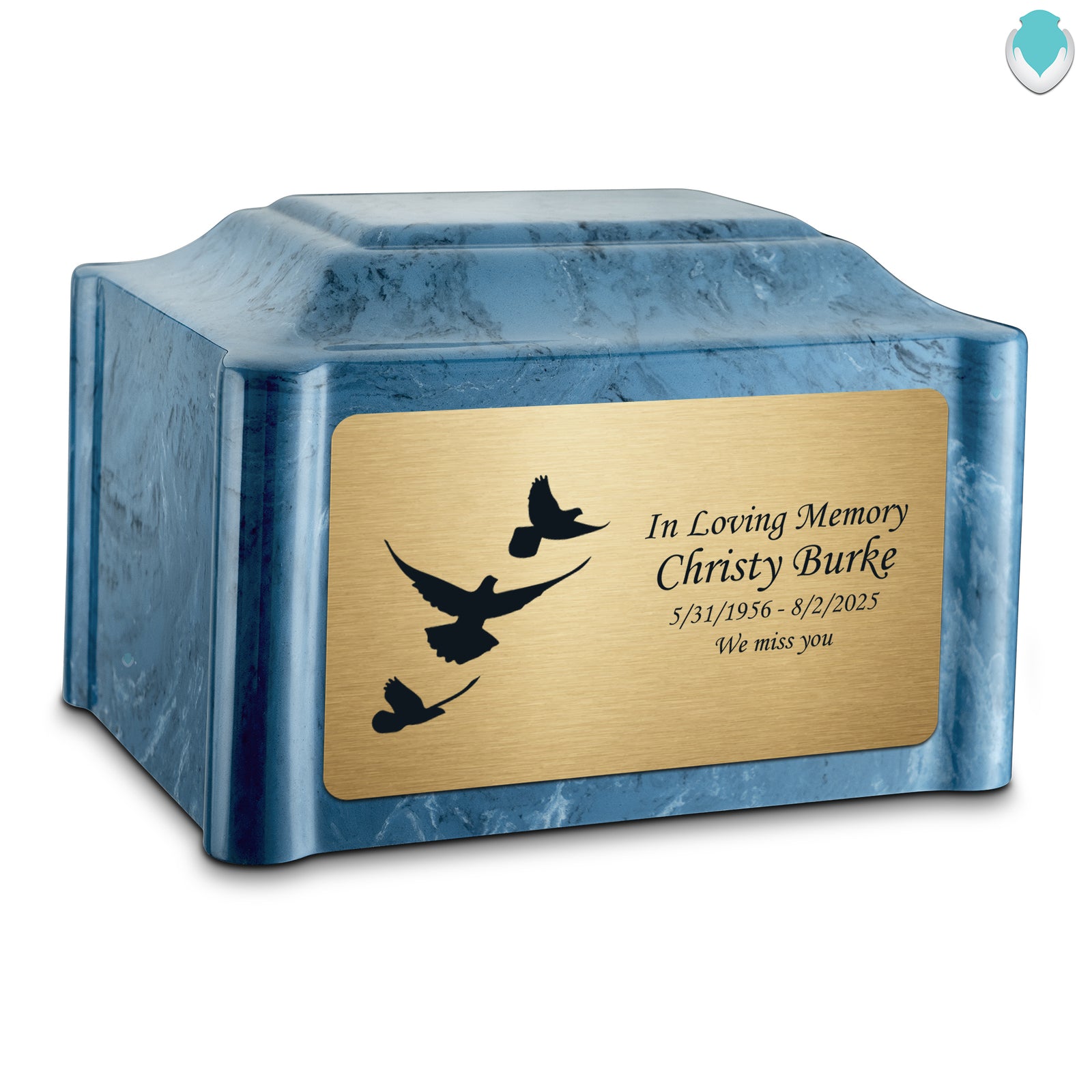 Adult Devotion Doves Twilight Blue Cultured Marble Urns for Ashes