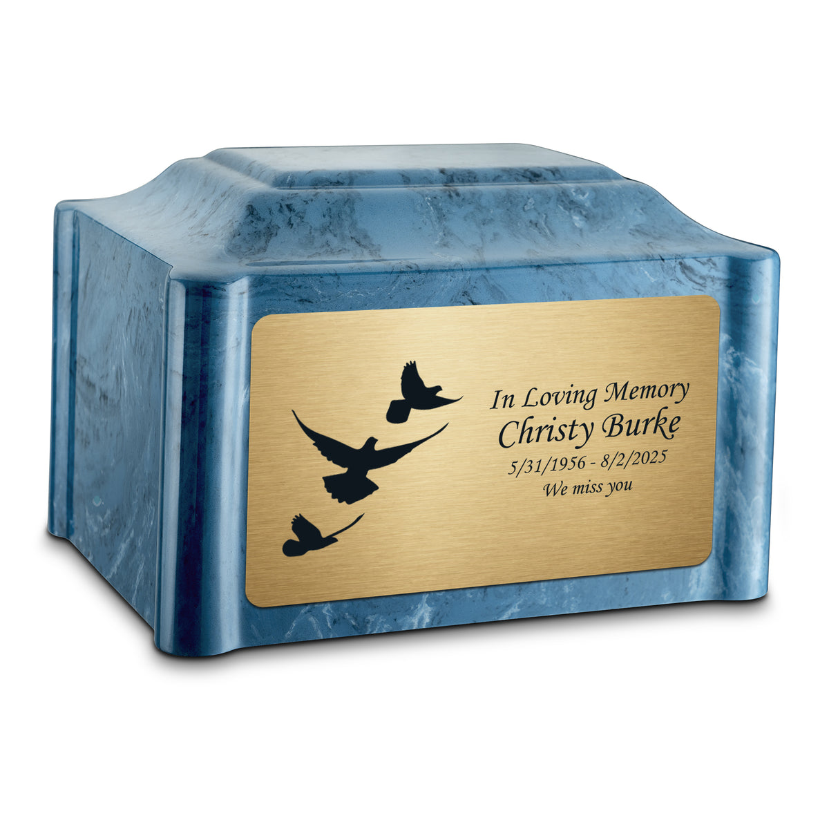 Adult Devotion Doves Twilight Blue Cultured Marble Urns for Ashes