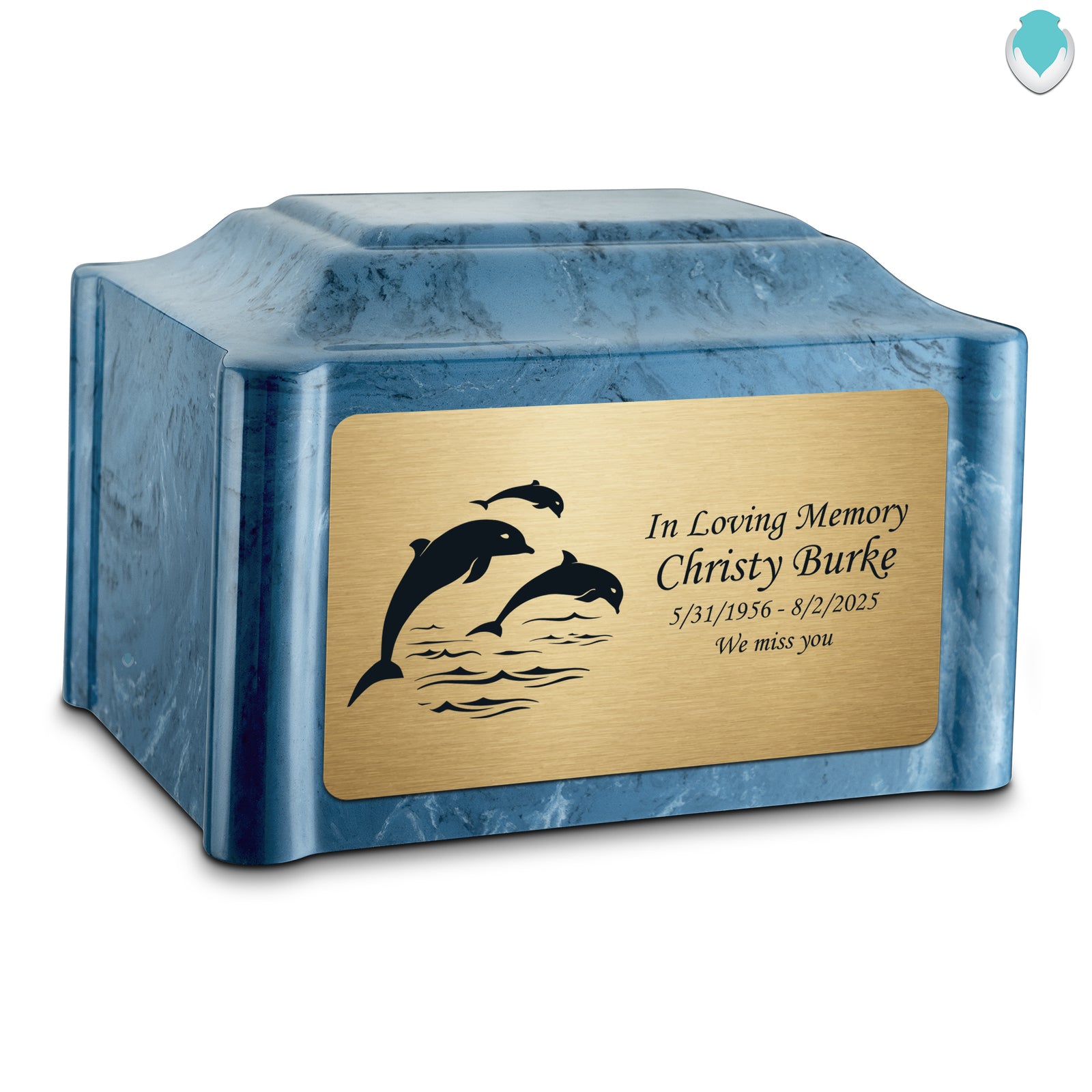 Adult Devotion Dolphin Twilight Blue Cultured Marble Urns for Ashes